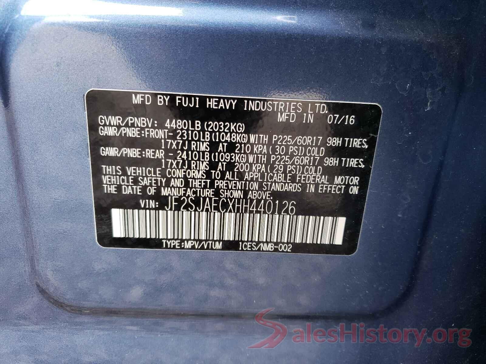 JF2SJAECXHH440126 2017 SUBARU FORESTER