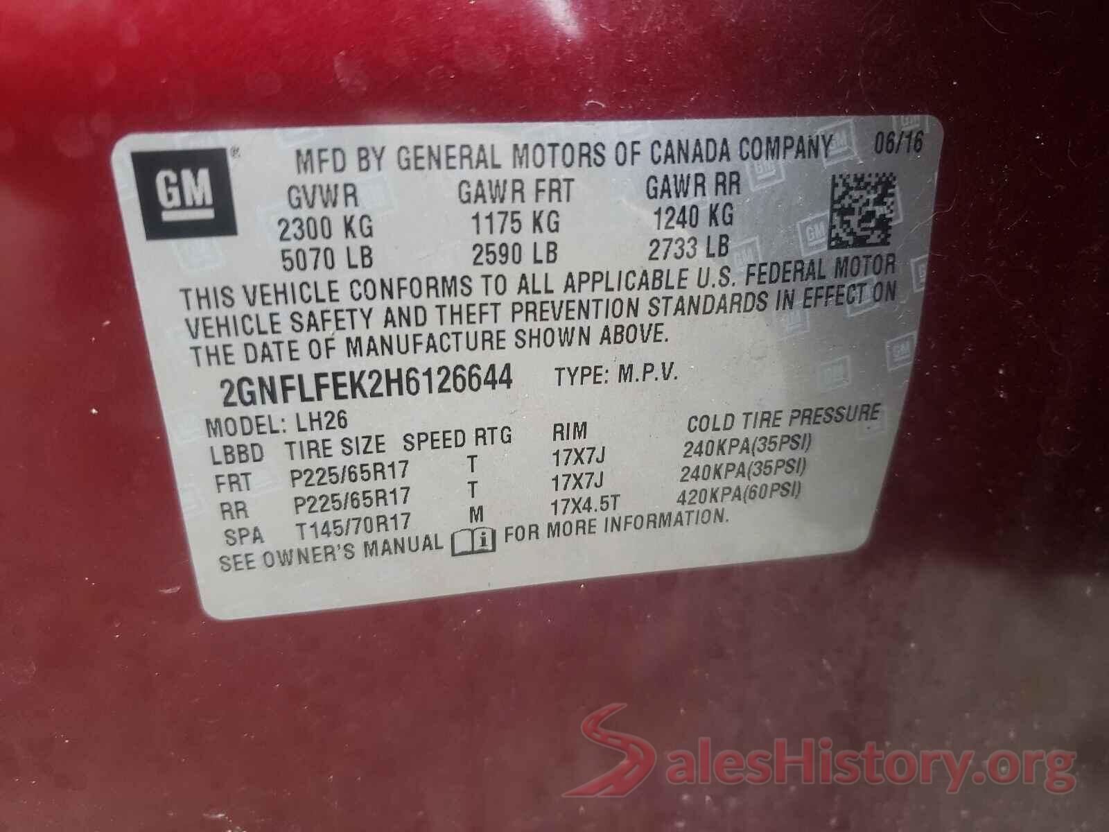 2GNFLFEK2H6126644 2017 CHEVROLET EQUINOX