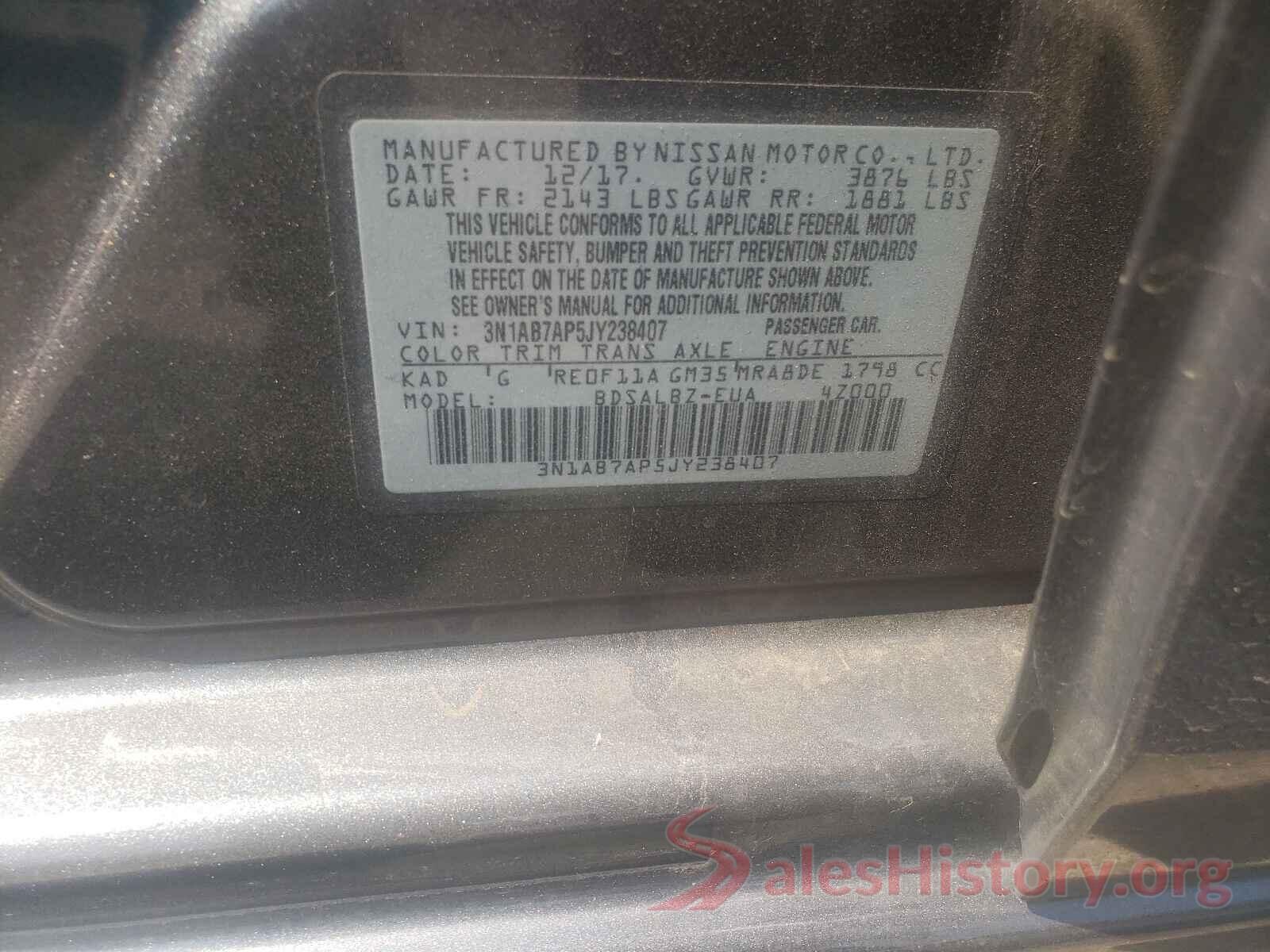 3N1AB7AP5JY238407 2018 NISSAN SENTRA