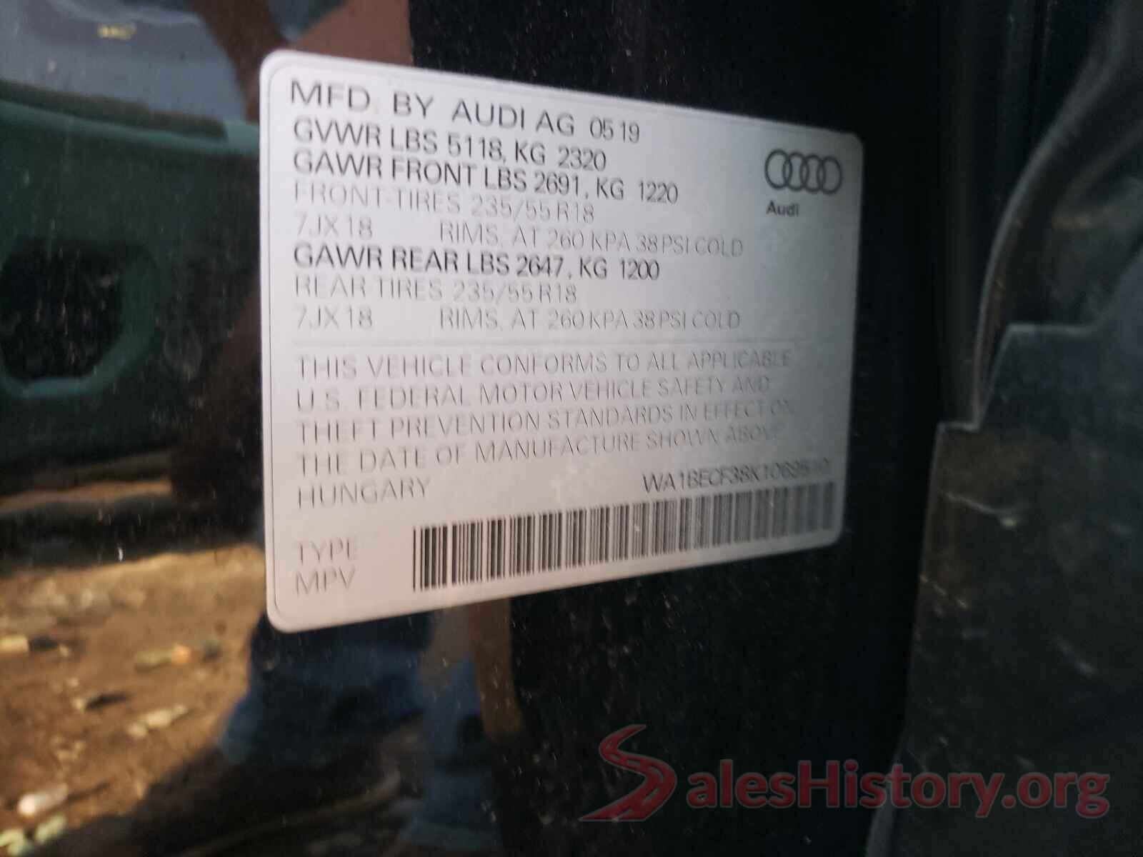 WA1BECF38K1069510 2019 AUDI Q3