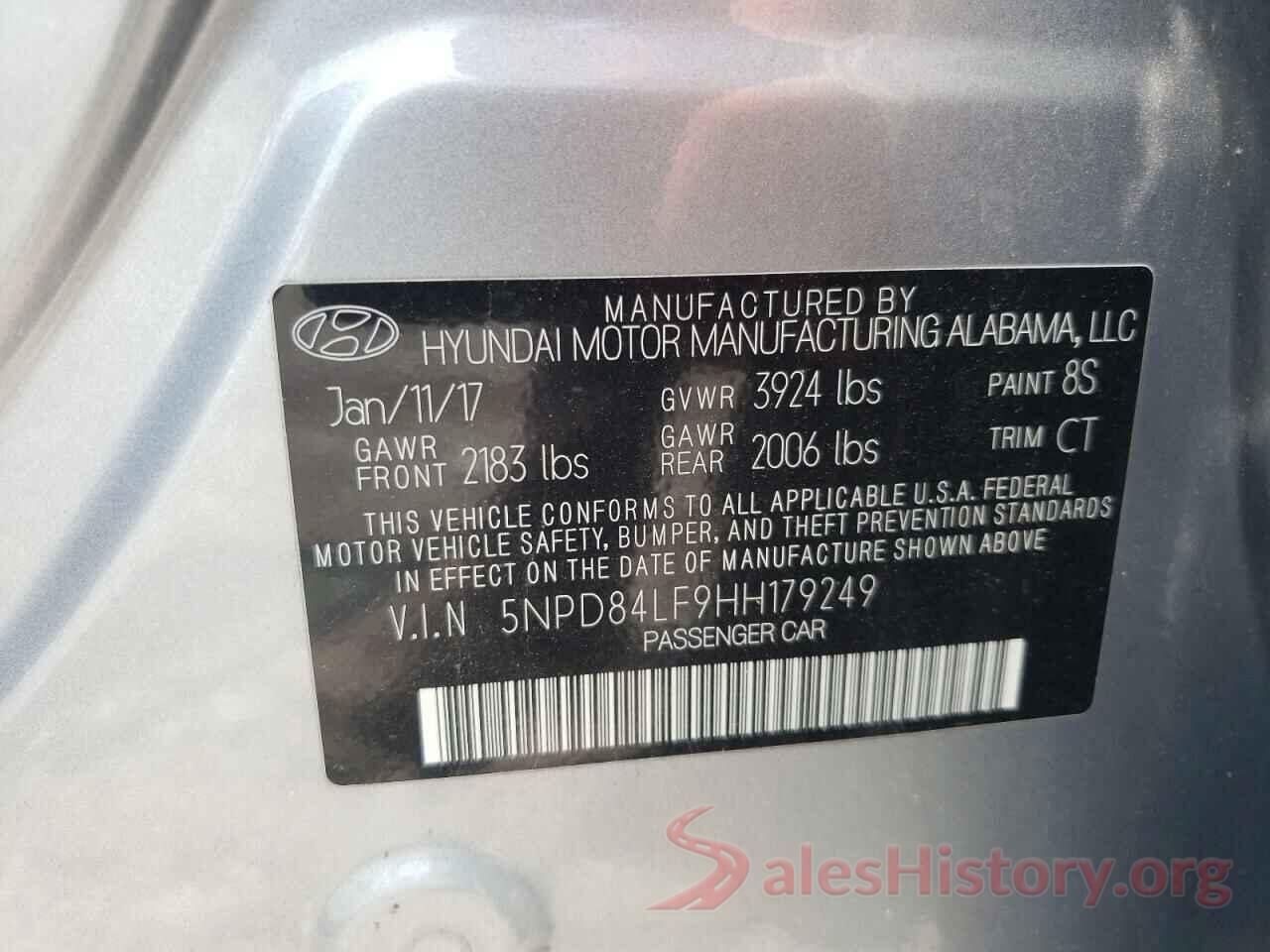 5NPD84LF9HH179249 2017 HYUNDAI ELANTRA