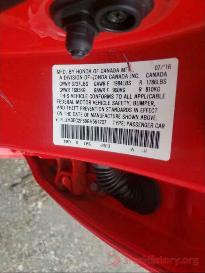 2HGFC2F59GH561207 2016 HONDA CIVIC