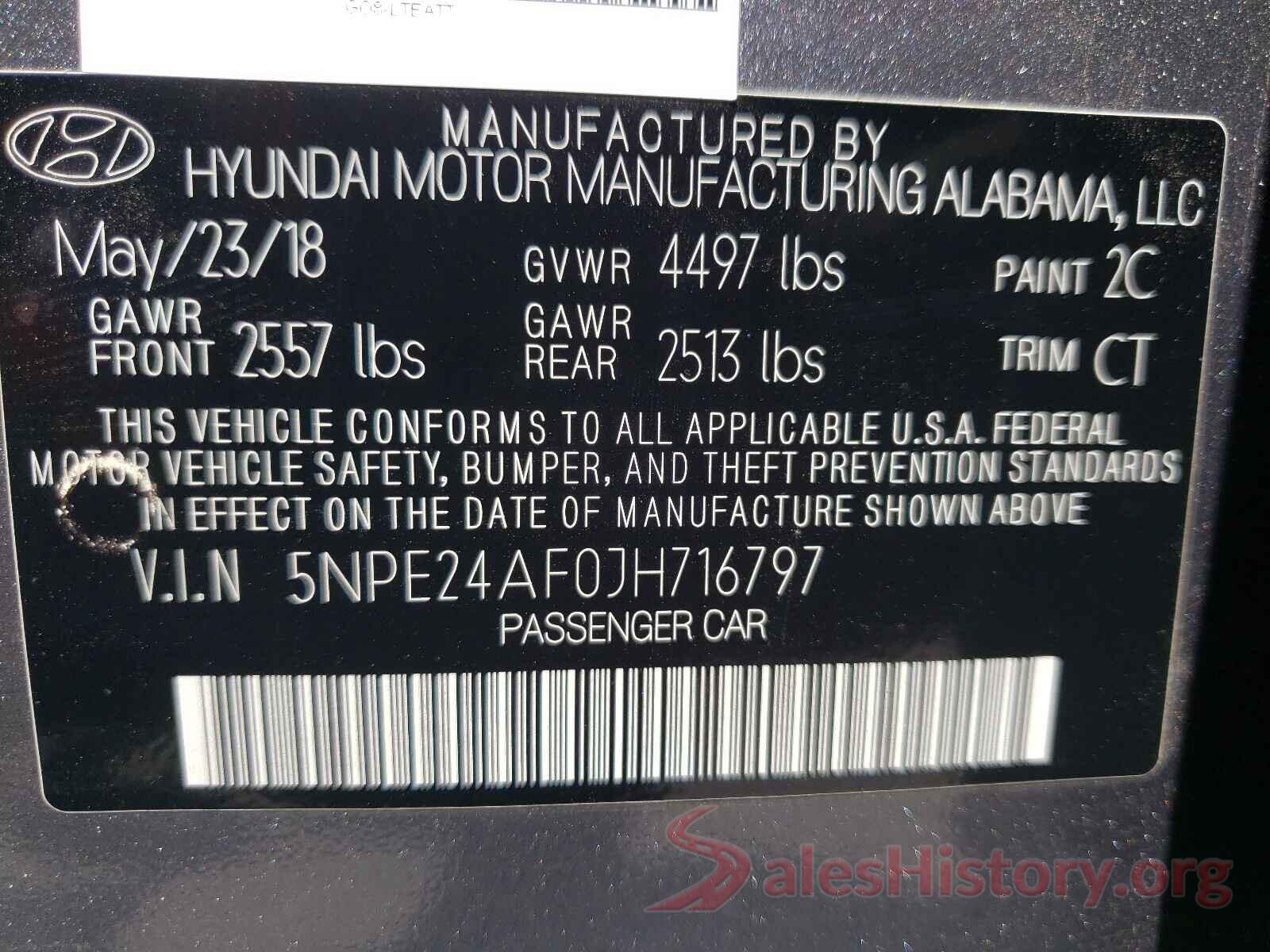 5NPE24AF0JH716797 2018 HYUNDAI SONATA