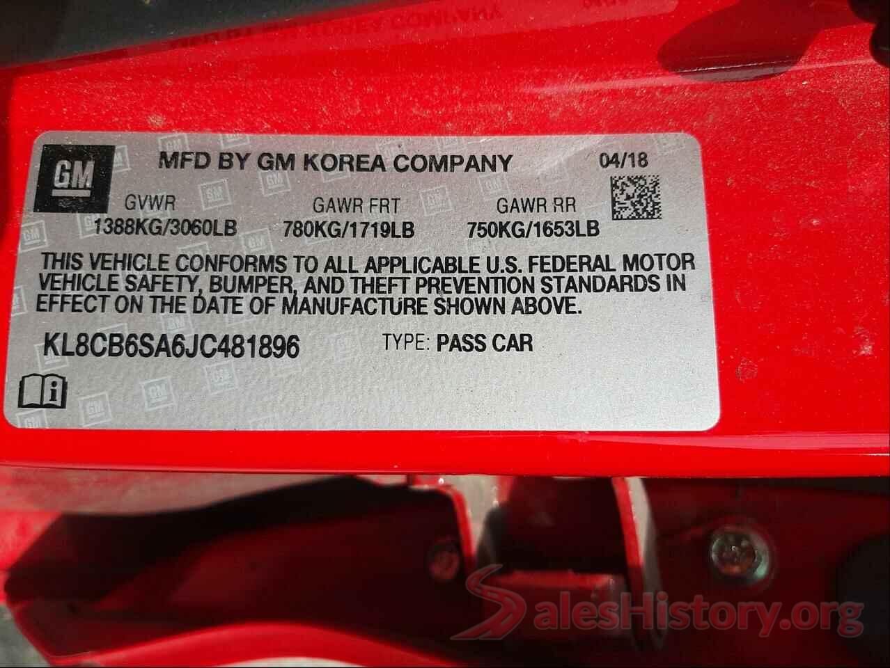 KL8CB6SA6JC481896 2018 CHEVROLET SPARK