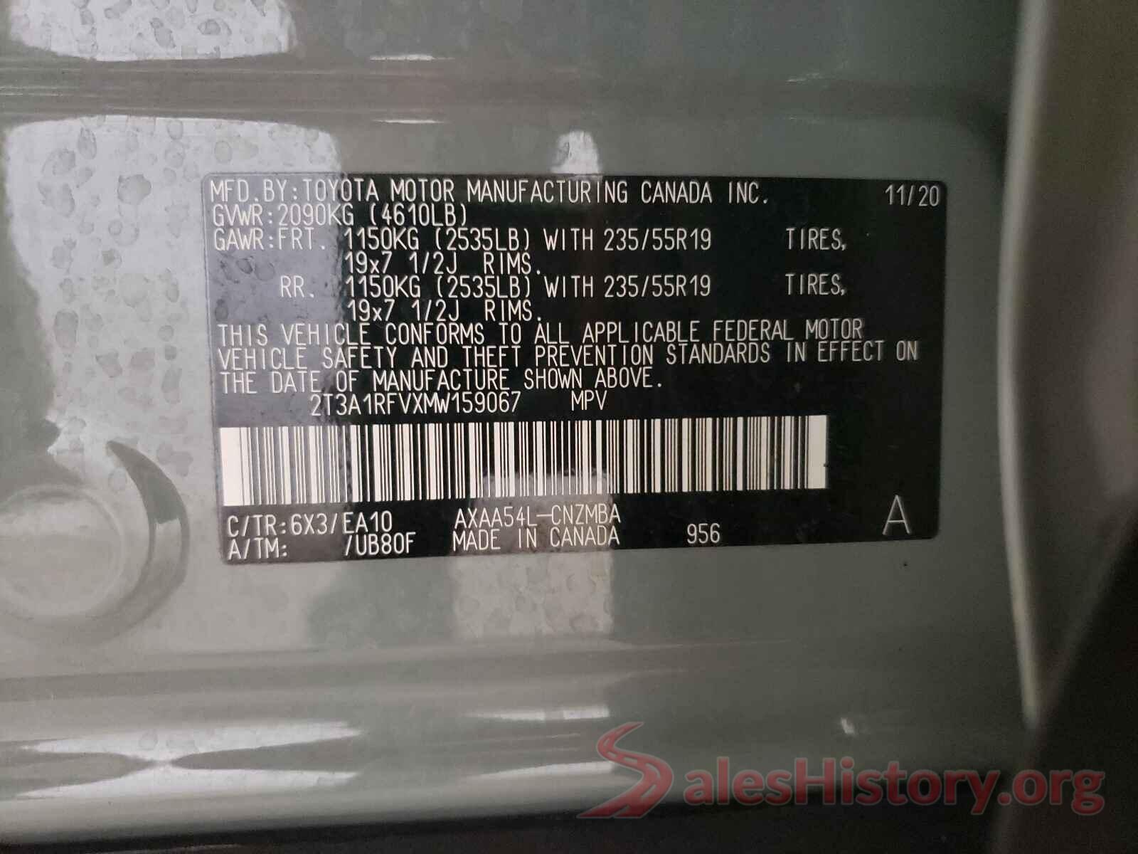 2T3A1RFVXMW159067 2021 TOYOTA RAV4