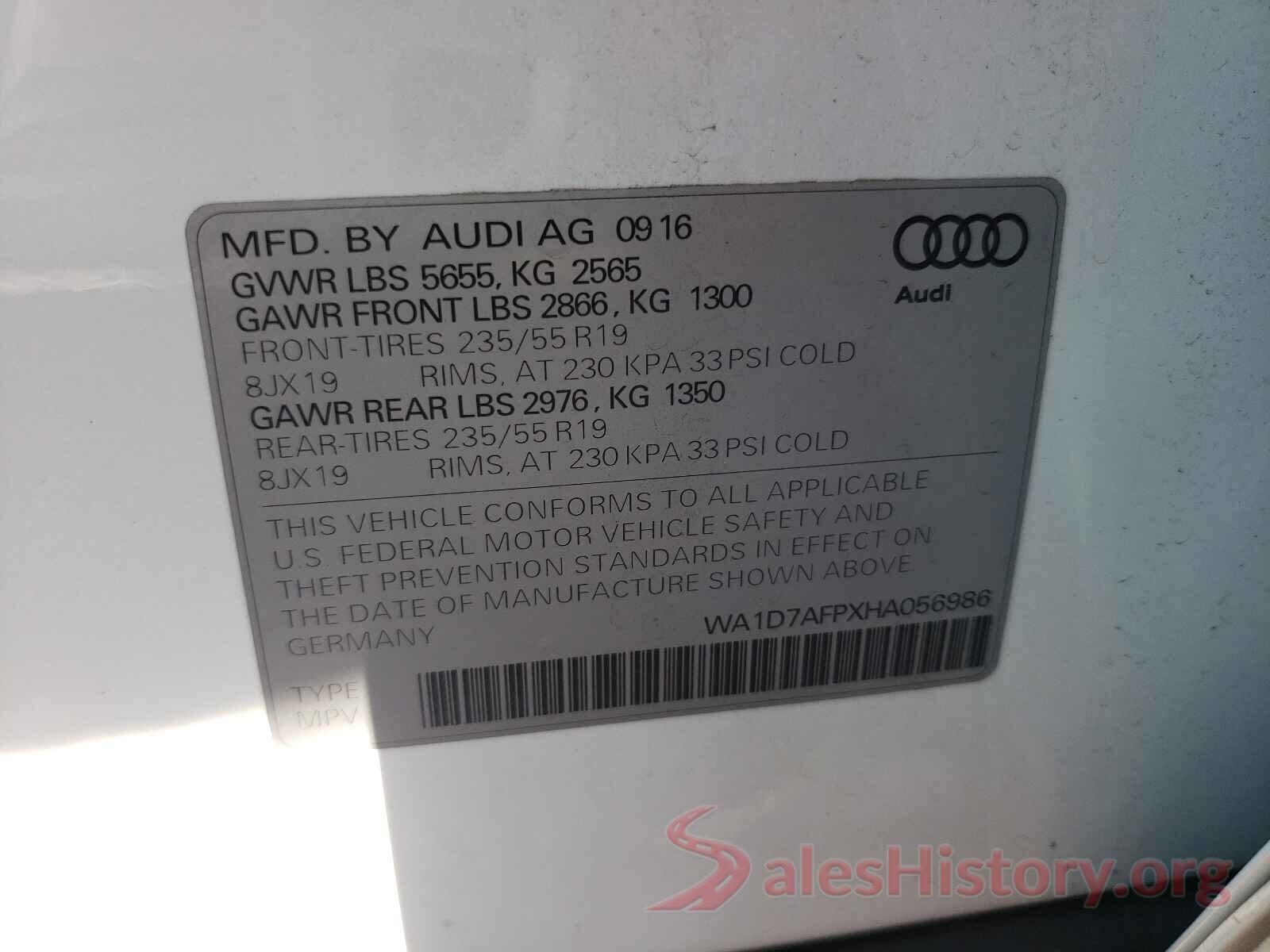 WA1D7AFPXHA056986 2017 AUDI Q5