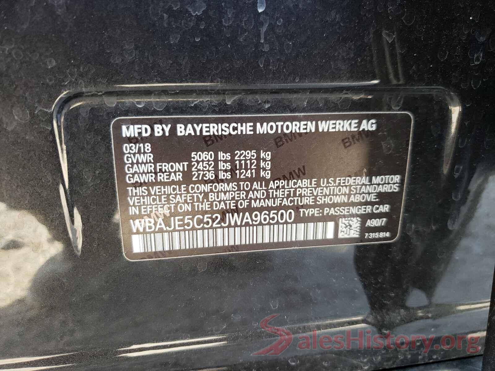 WBAJE5C52JWA96500 2018 BMW 5 SERIES