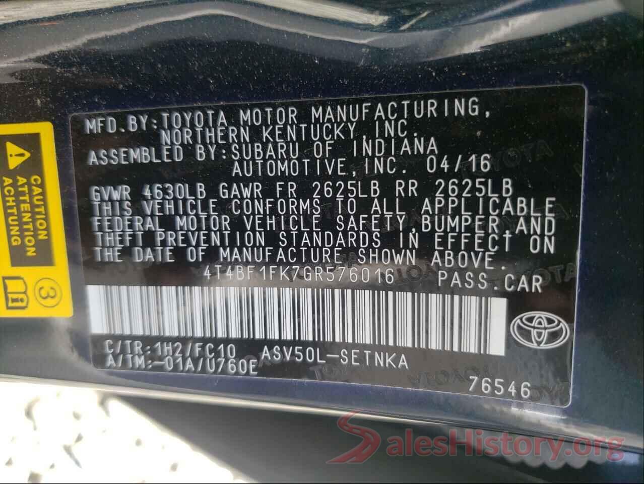 4T4BF1FK7GR576016 2016 TOYOTA CAMRY