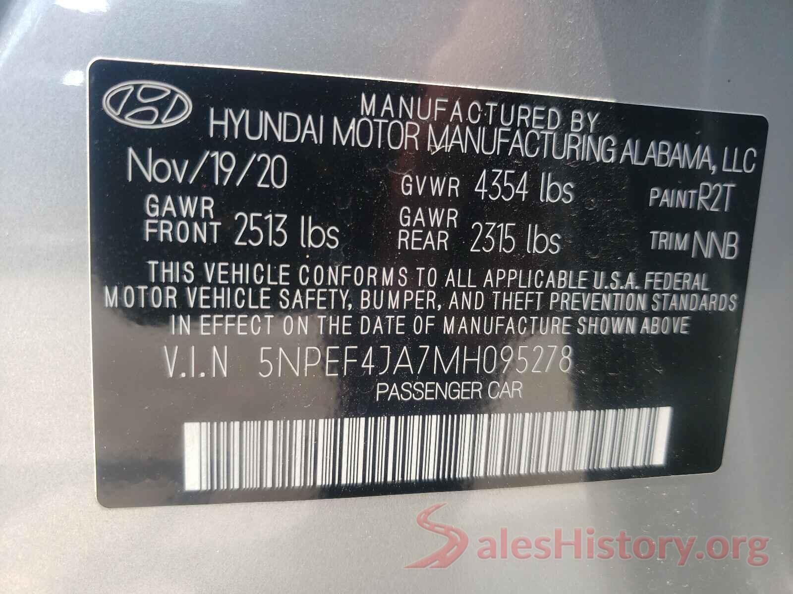 5NPEF4JA7MH095278 2021 HYUNDAI SONATA