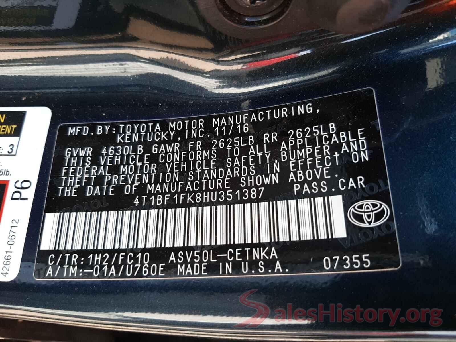 4T1BF1FK8HU351387 2017 TOYOTA CAMRY