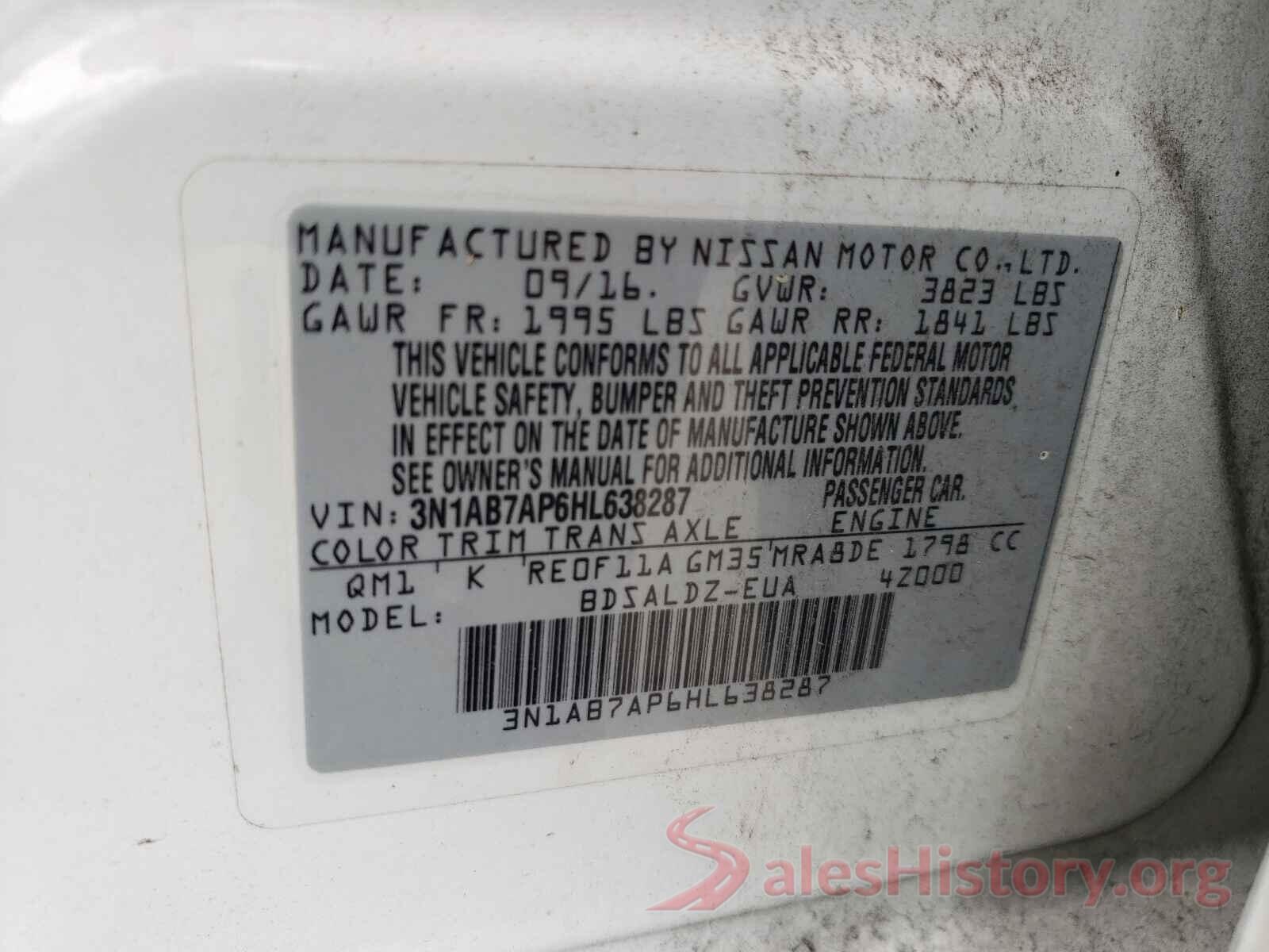 3N1AB7AP6HL638287 2017 NISSAN SENTRA