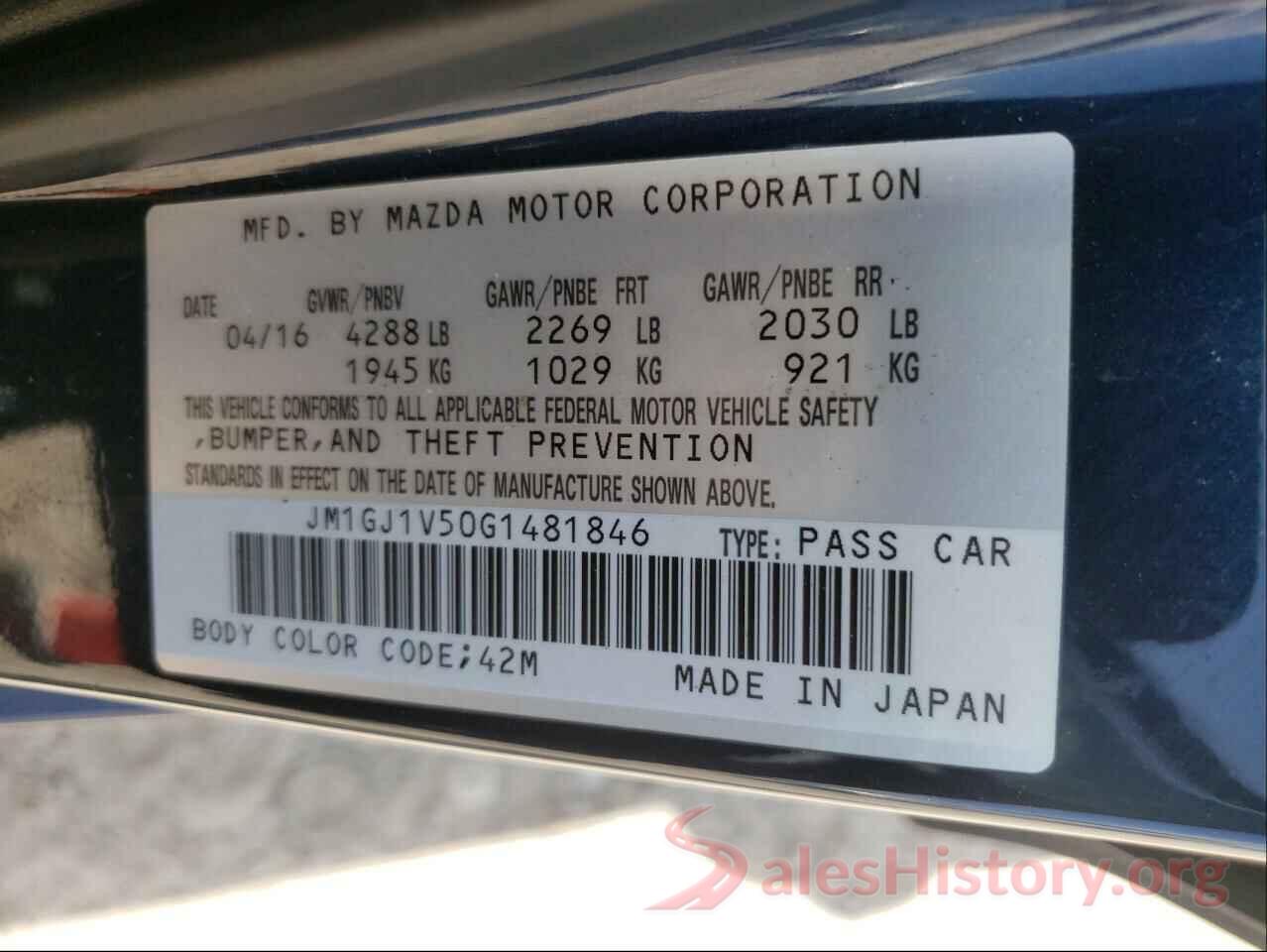 JM1GJ1V50G1481846 2016 MAZDA 6