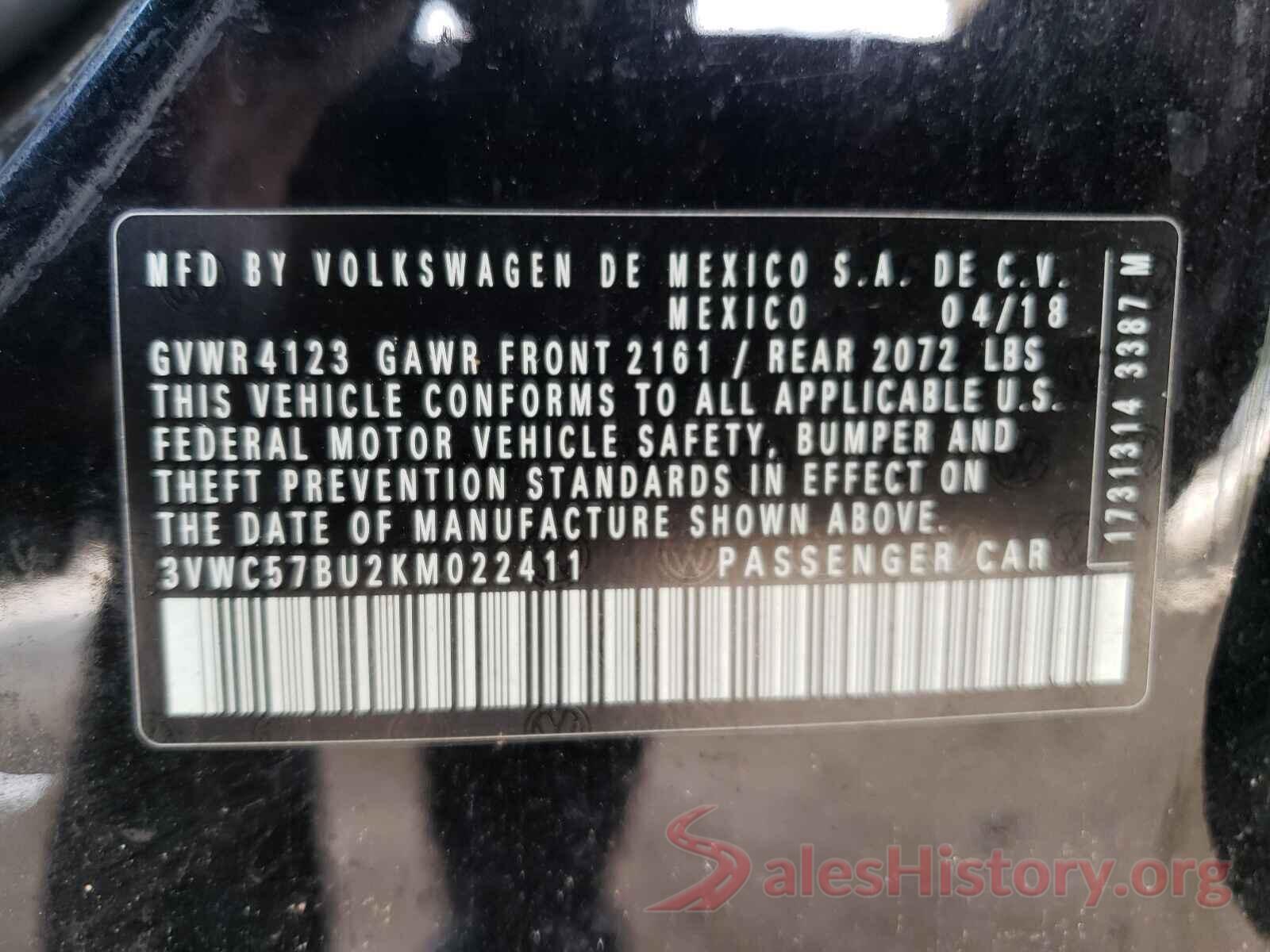 3VWC57BU2KM022411 2019 VOLKSWAGEN JETTA