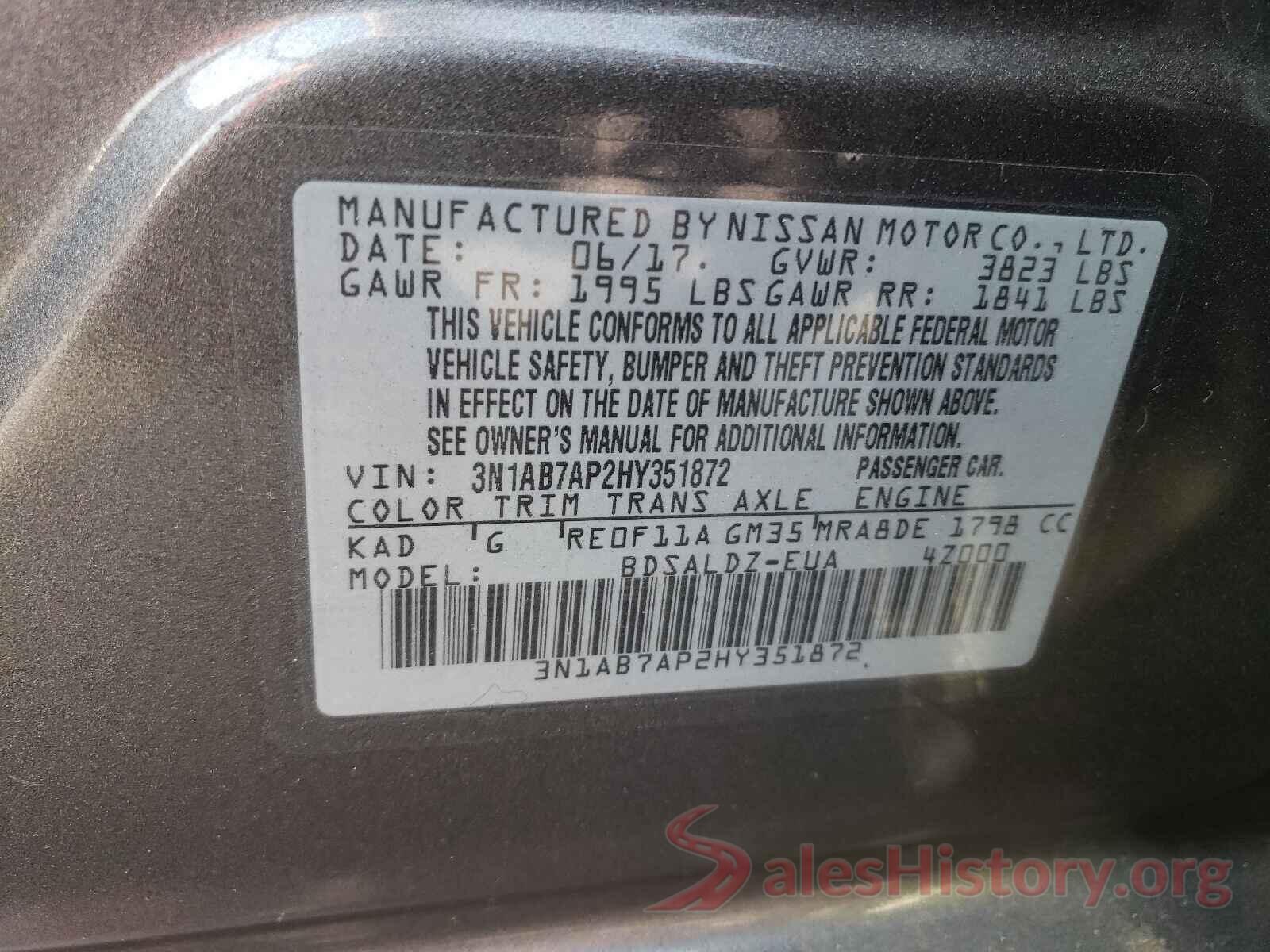 3N1AB7AP2HY351872 2017 NISSAN SENTRA