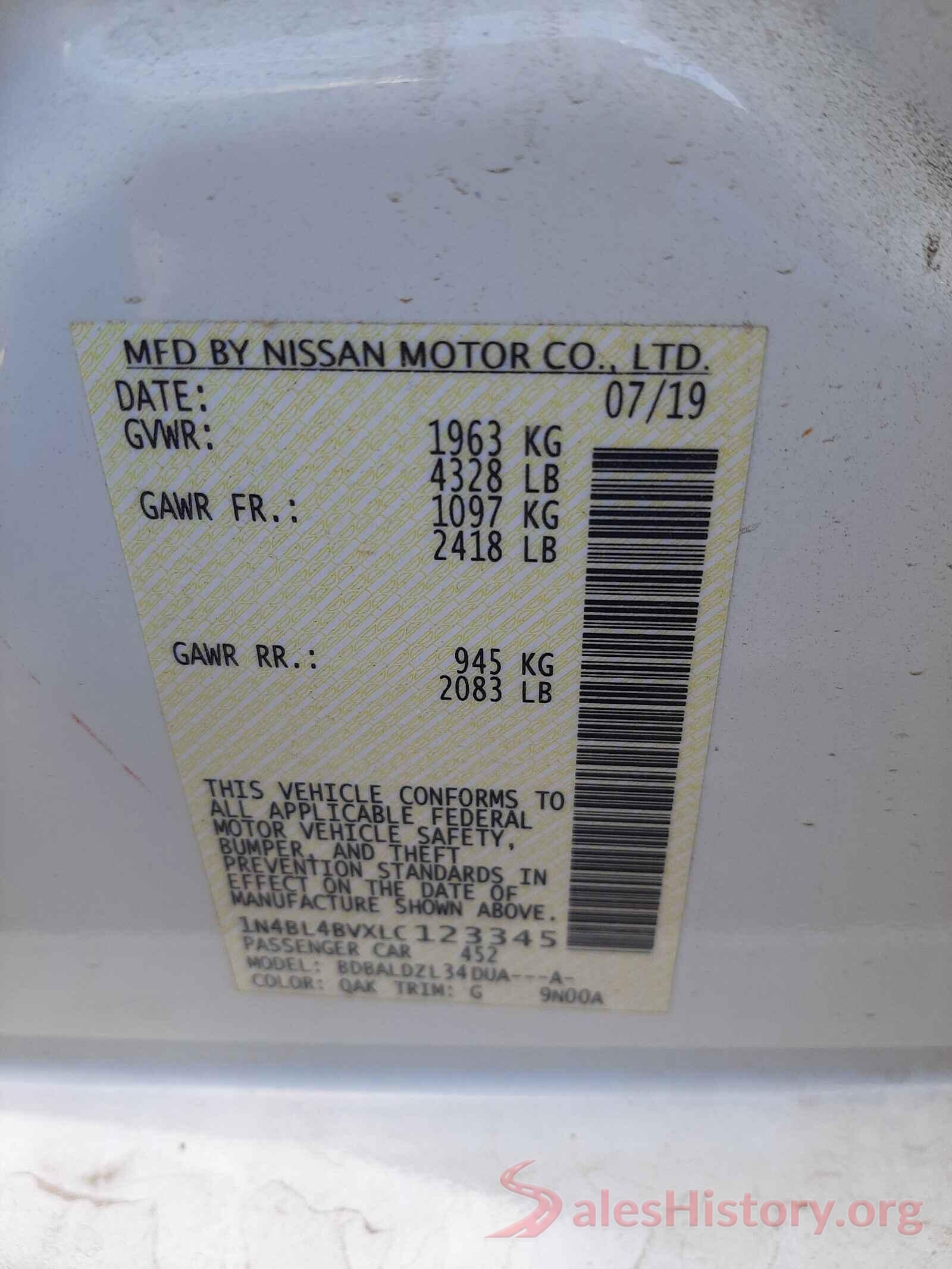 1N4BL4BVXLC123345 2020 NISSAN ALTIMA