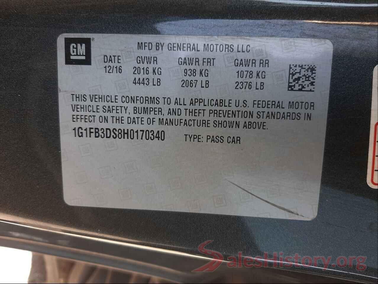 1G1FB3DS8H0170340 2017 CHEVROLET CAMARO