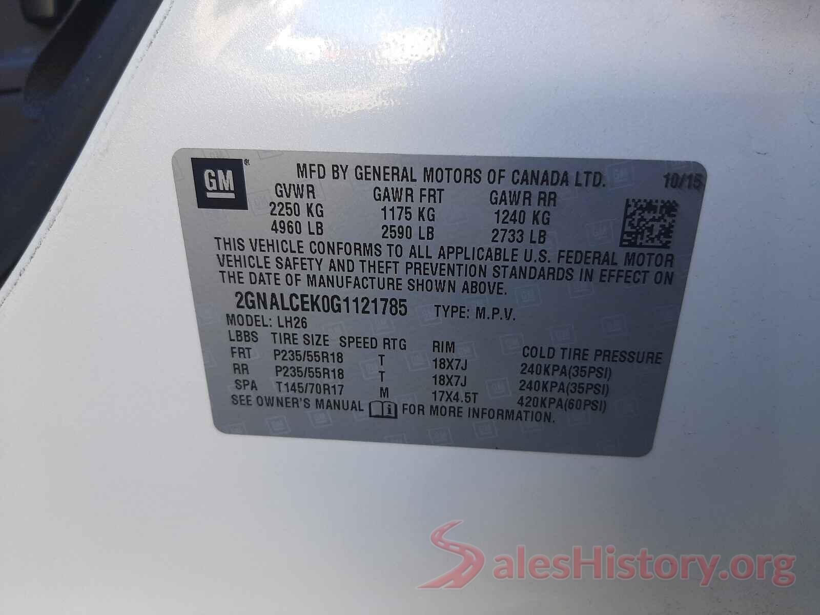 2GNALCEK0G1121785 2016 CHEVROLET EQUINOX