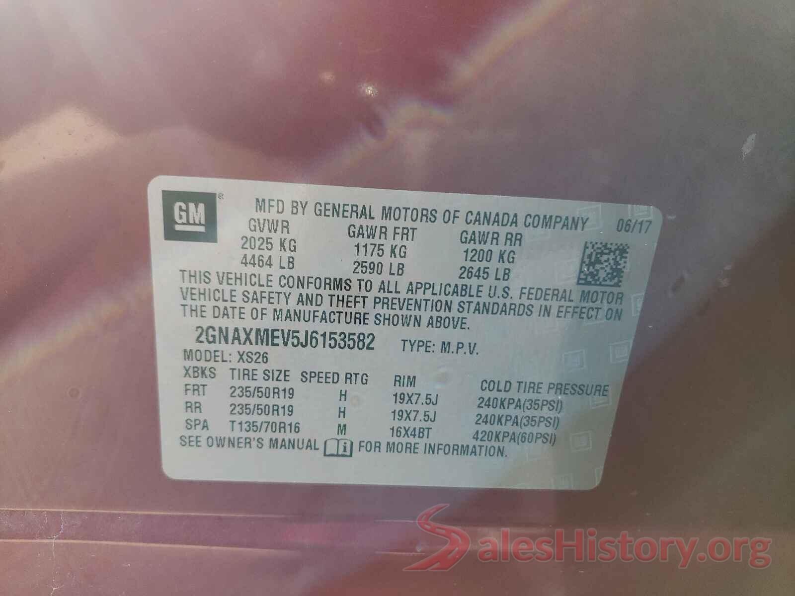 2GNAXMEV5J6153582 2018 CHEVROLET EQUINOX