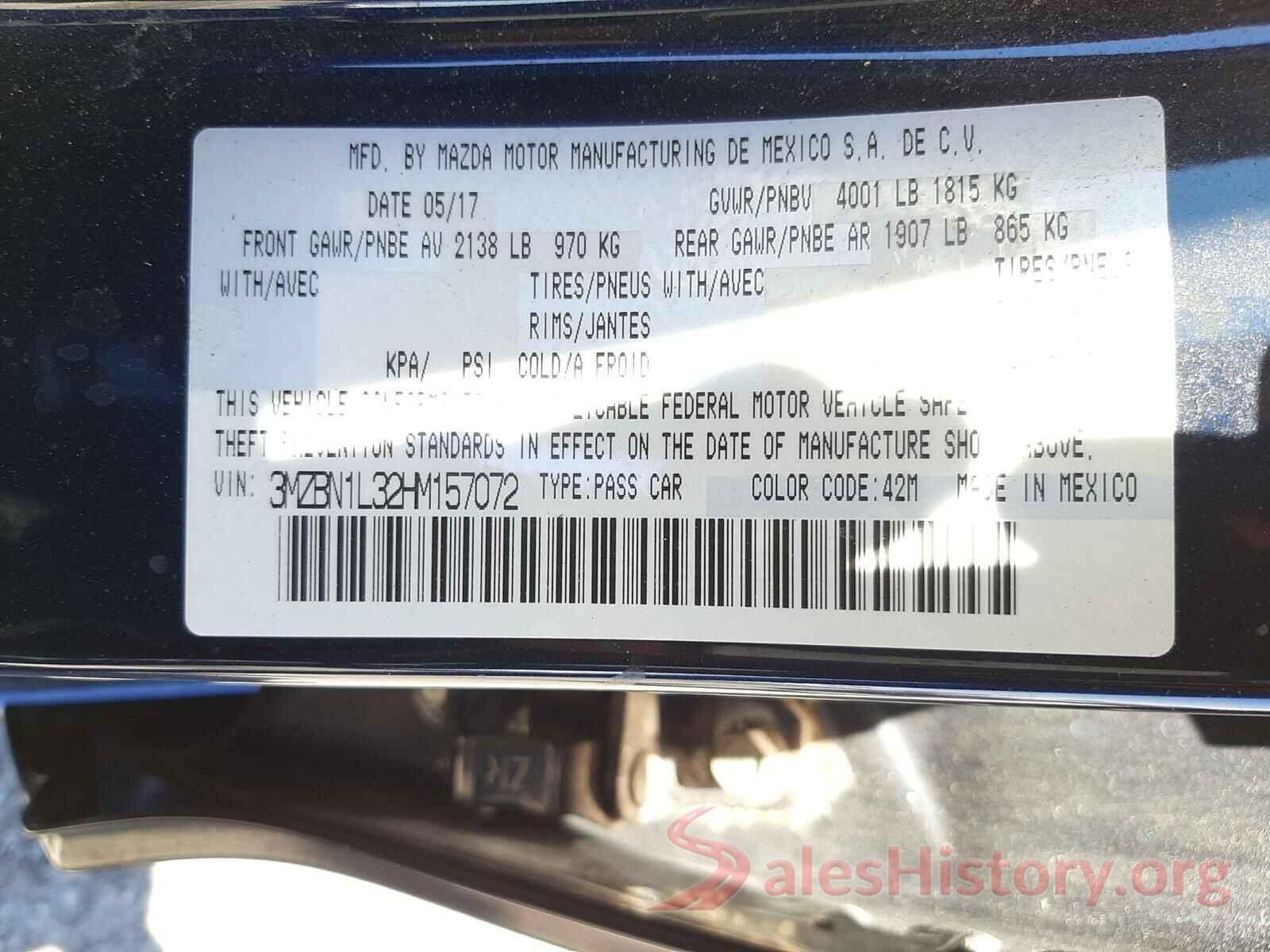 3MZBN1L32HM157072 2017 MAZDA 3