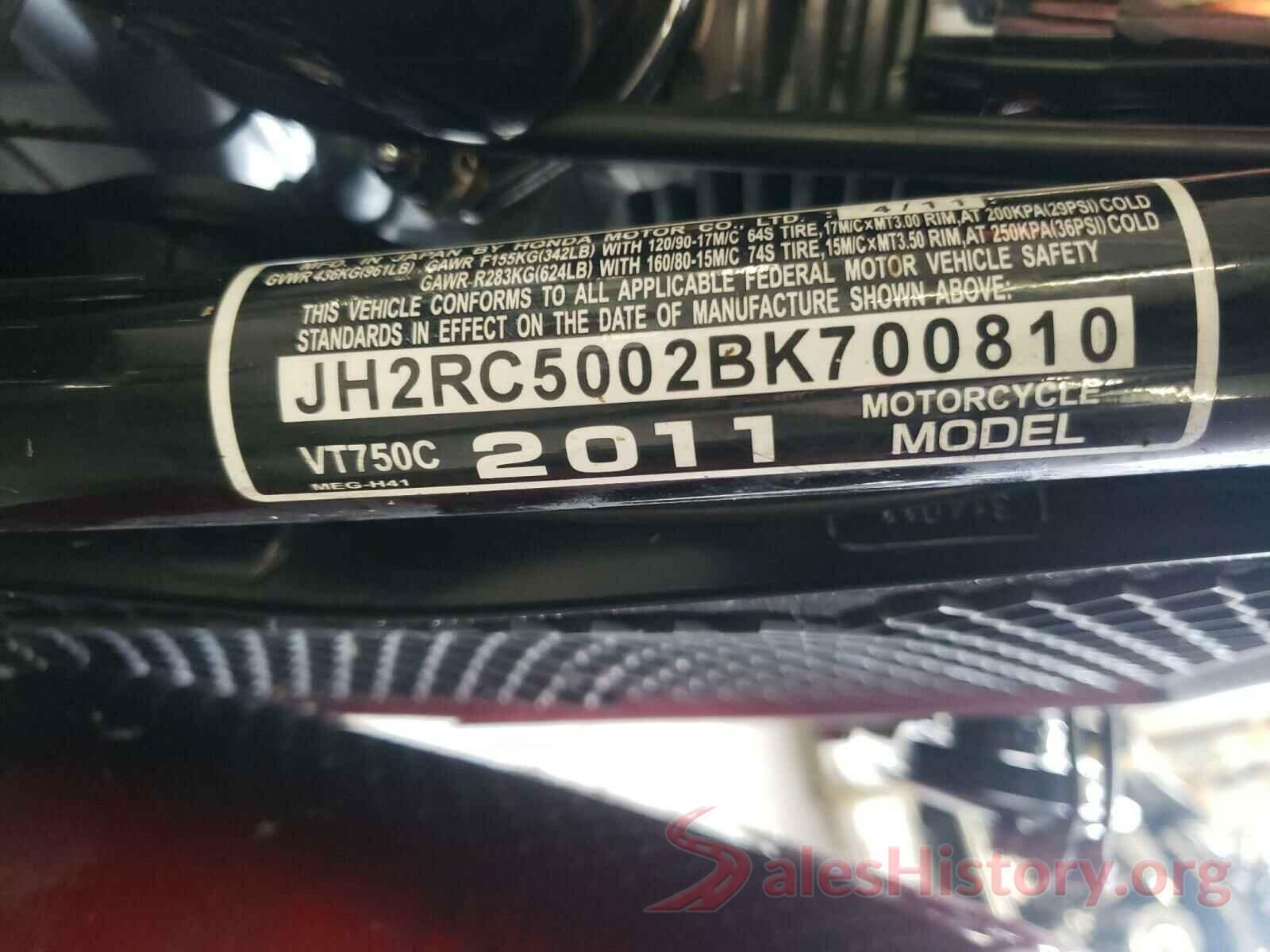 JH2RC5002BK700810 2011 HONDA VT CYCLE