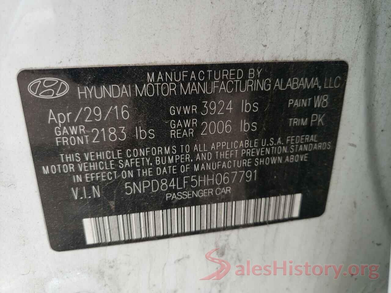 5NPD84LF5HH067791 2017 HYUNDAI ELANTRA