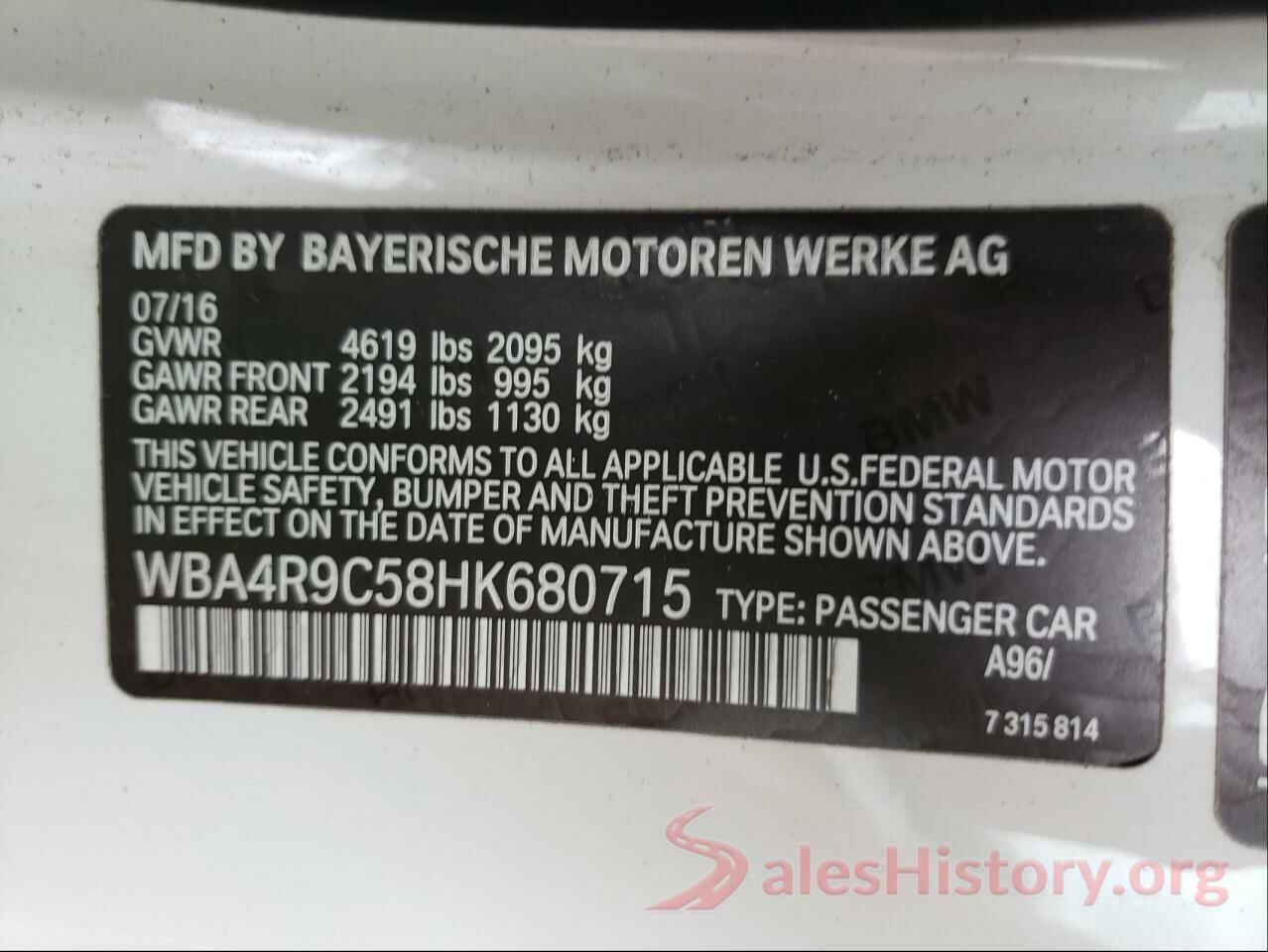 WBA4R9C58HK680715 2017 BMW 4 SERIES