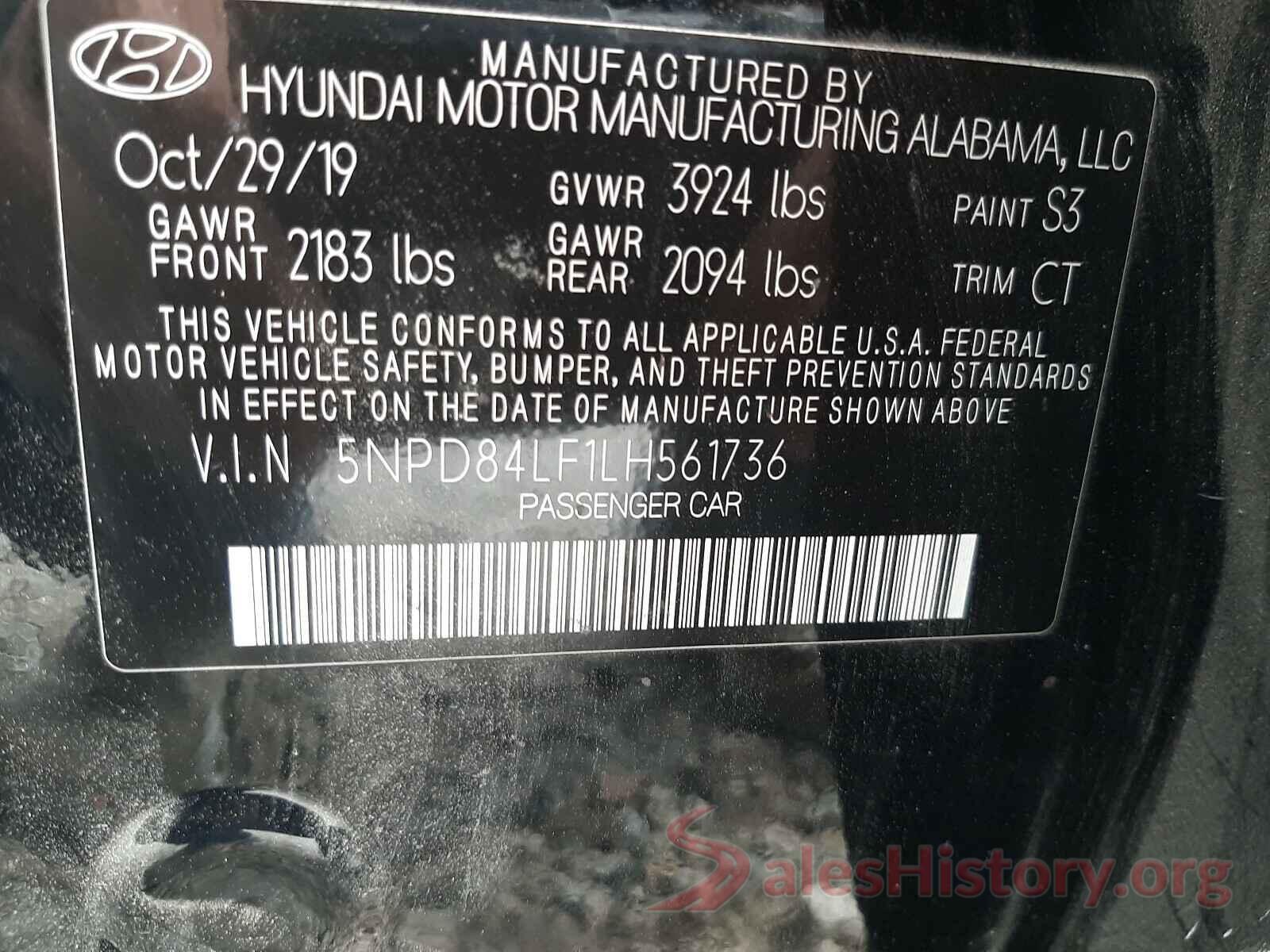 5NPD84LF1LH561736 2020 HYUNDAI ELANTRA