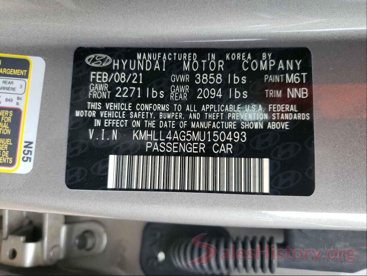 KMHLL4AG5MU150493 2021 HYUNDAI ELANTRA