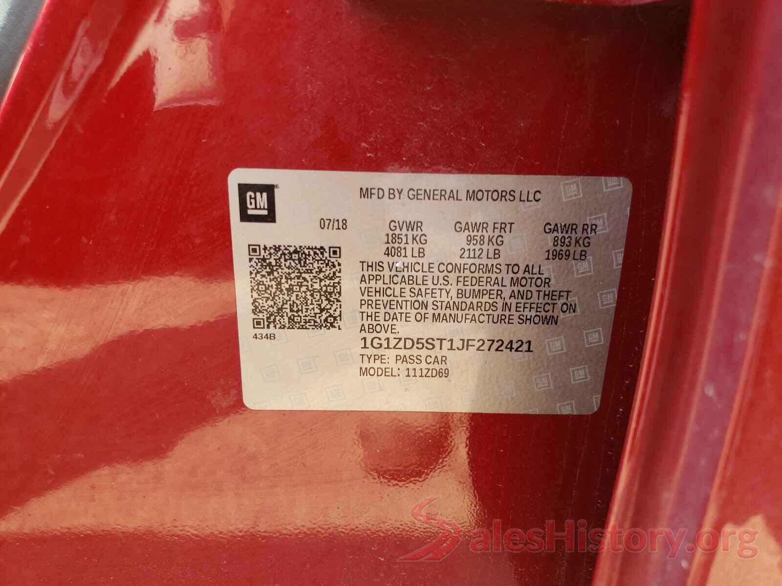 1G1ZD5ST1JF272421 2018 CHEVROLET MALIBU