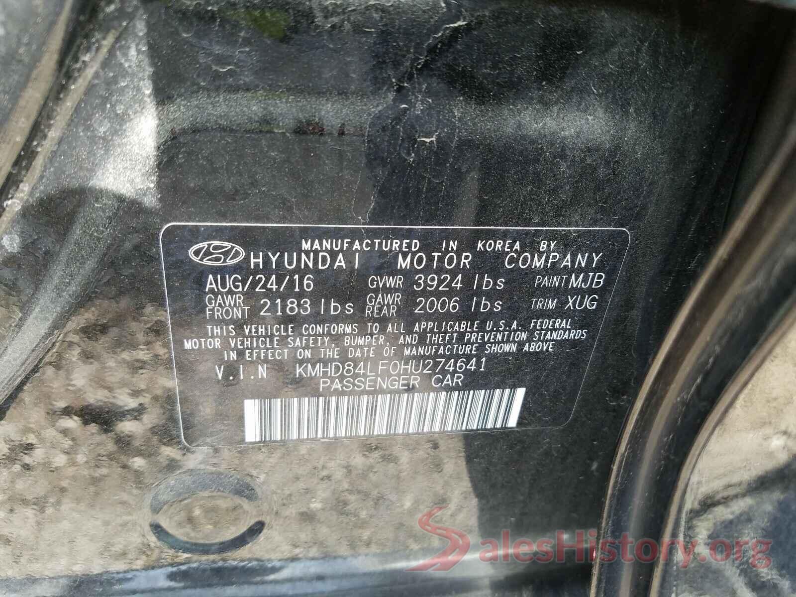 KMHD84LF0HU274641 2017 HYUNDAI ELANTRA