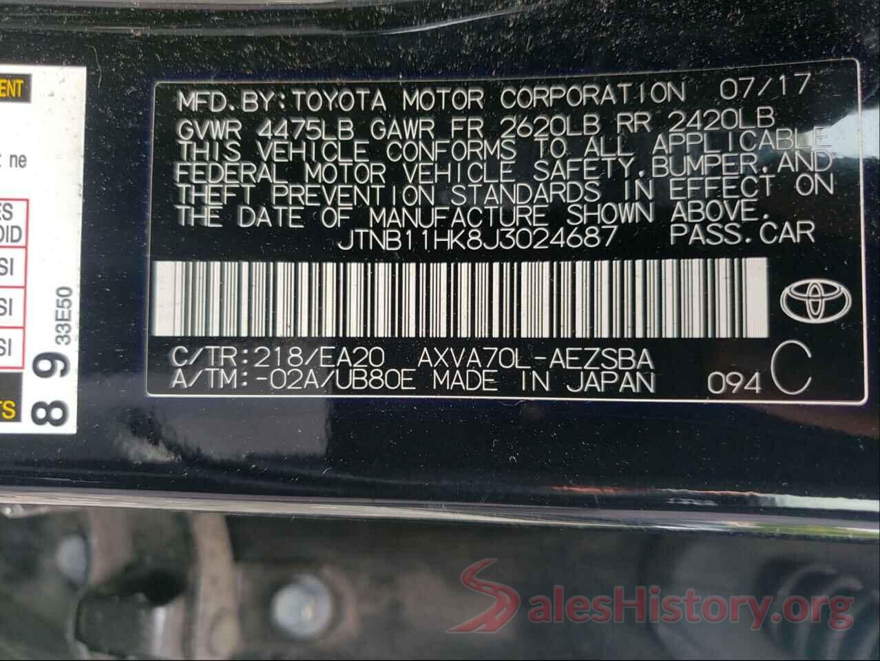 JTNB11HK8J3024687 2018 TOYOTA CAMRY