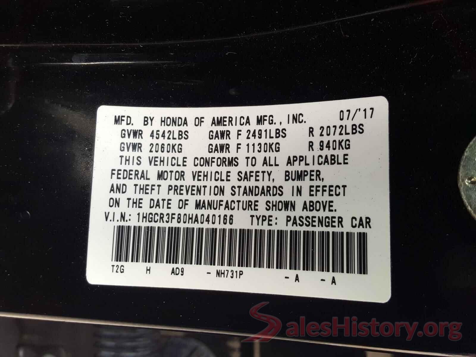 1HGCR3F80HA040166 2017 HONDA ACCORD