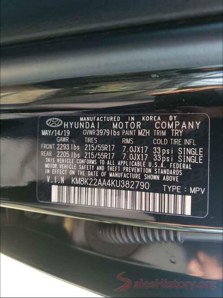 KM8K22AA4KU382790 2019 HYUNDAI KONA