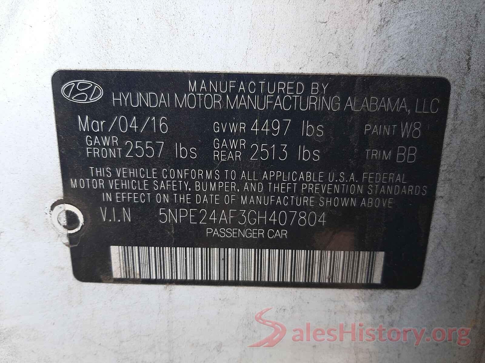 5NPE24AF3GH407804 2016 HYUNDAI SONATA