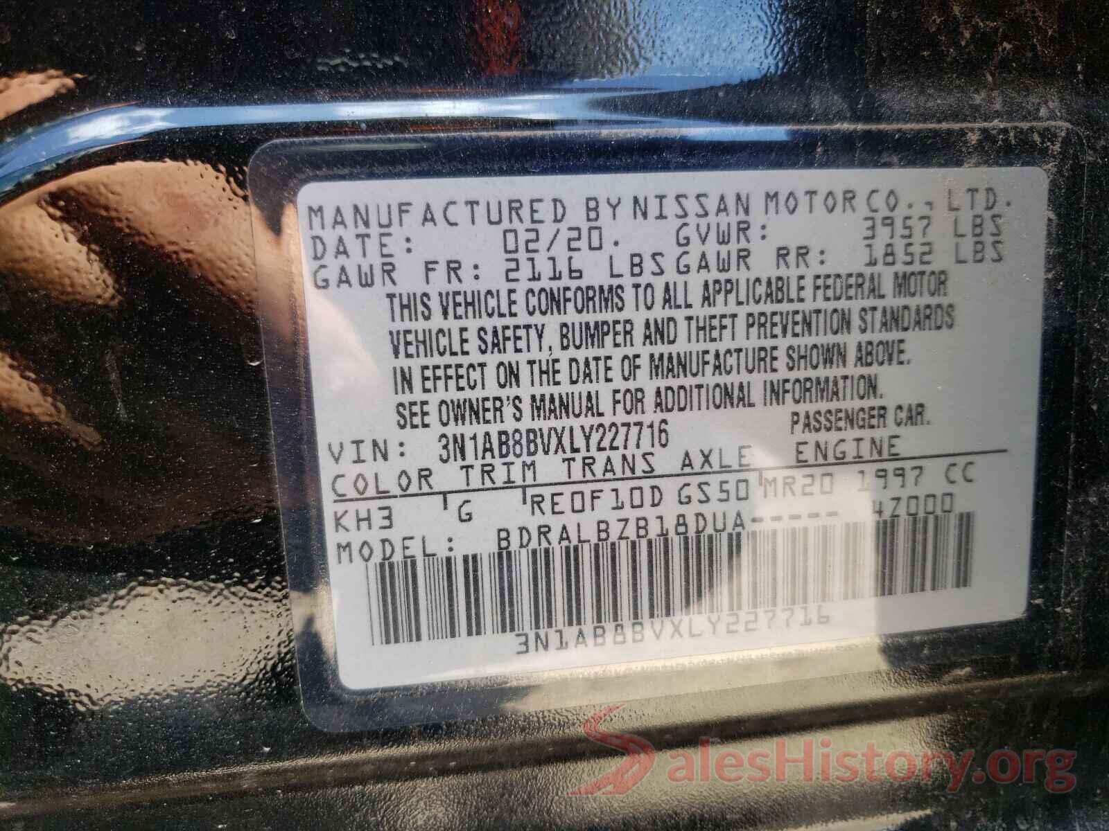 3N1AB8BVXLY227716 2020 NISSAN SENTRA