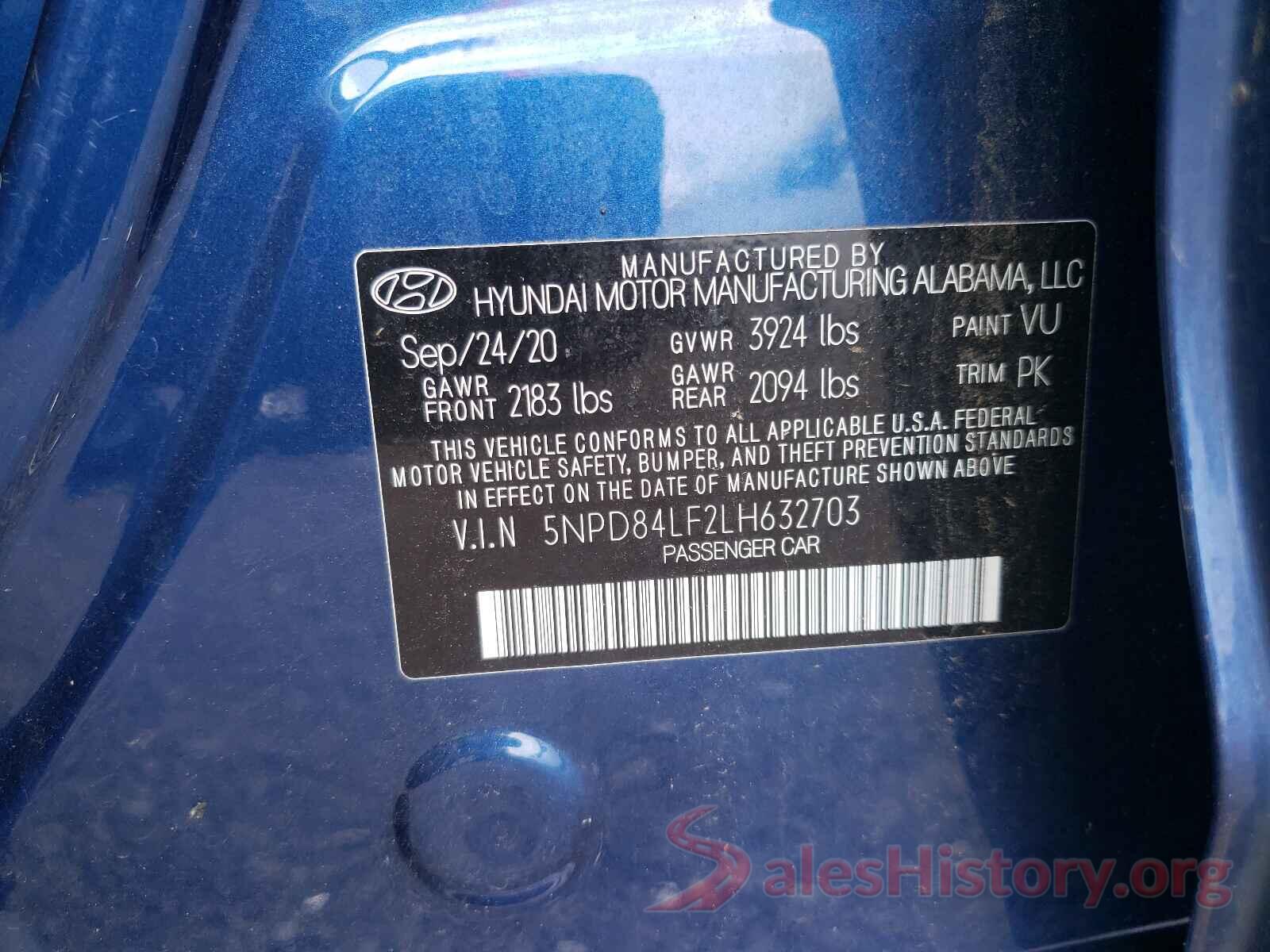 5NPD84LF2LH632703 2020 HYUNDAI ELANTRA