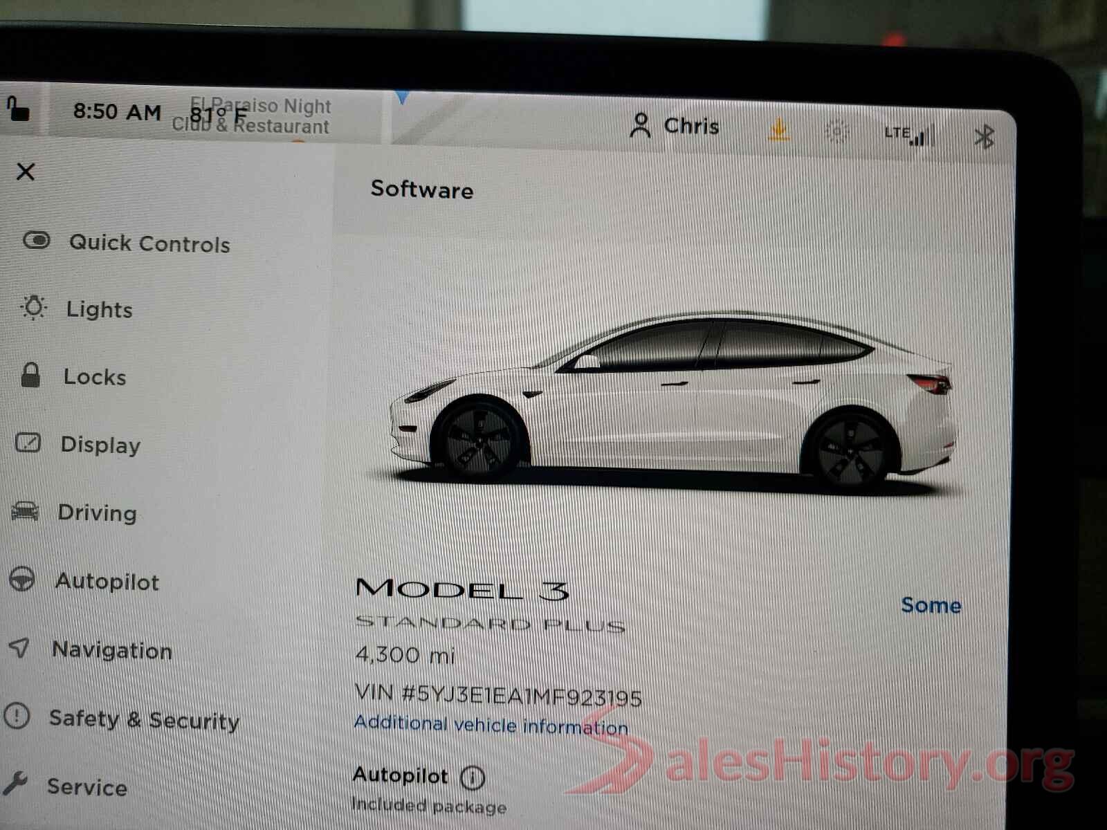 5YJ3E1EA1MF923195 2021 TESLA MODEL 3