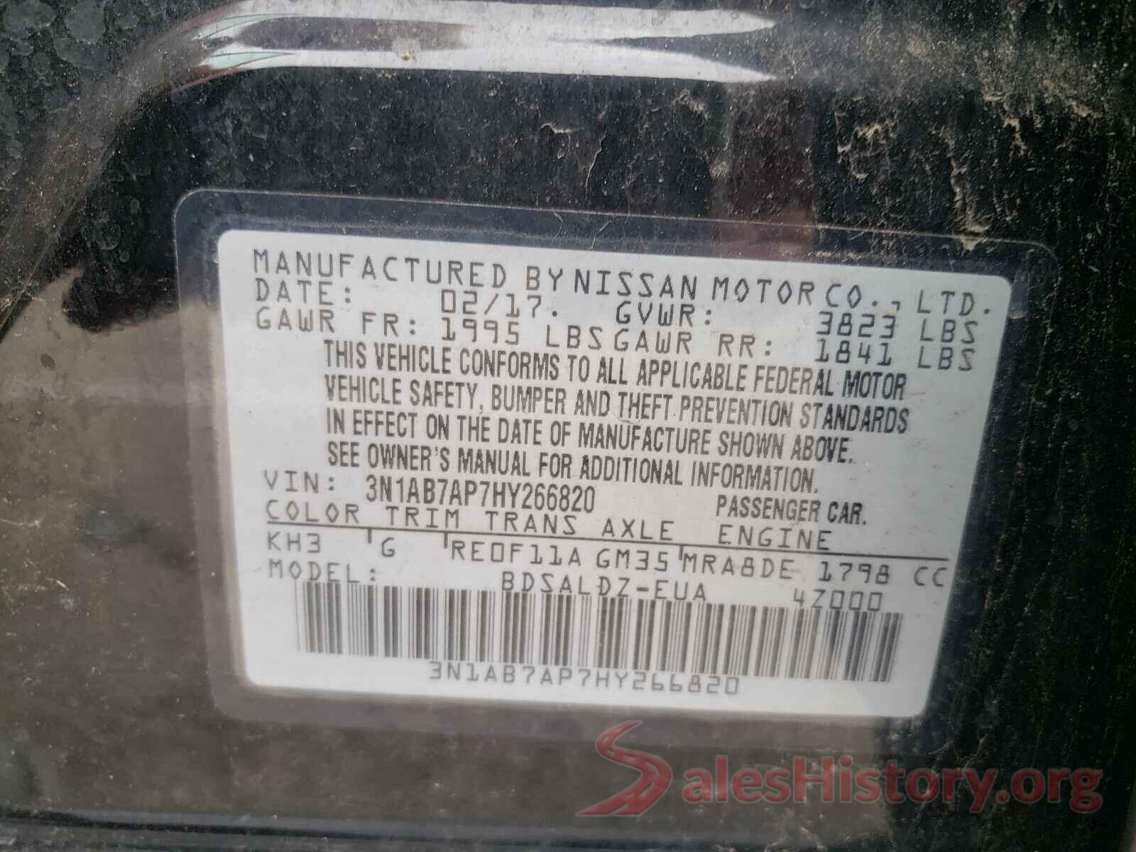 3N1AB7AP7HY266820 2017 NISSAN SENTRA