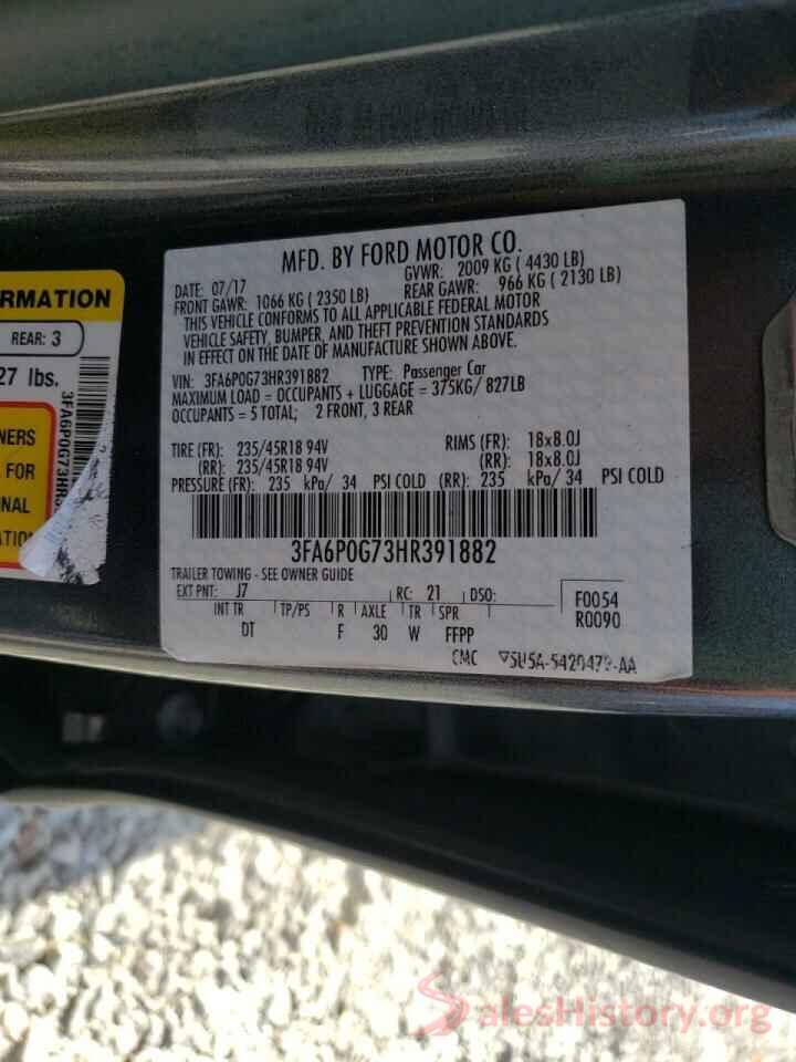 3FA6P0G73HR391882 2017 FORD FUSION