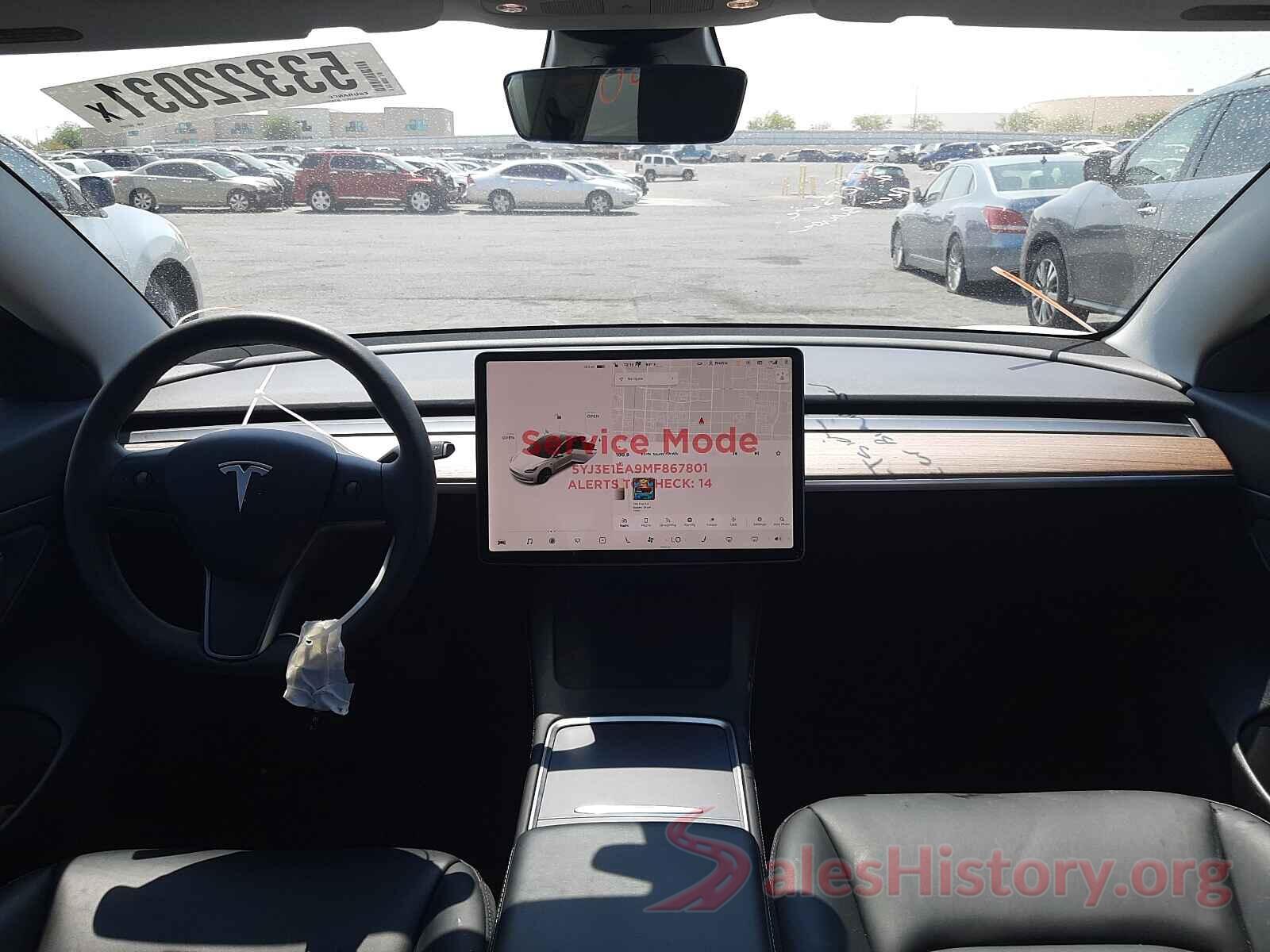 5YJ3E1EA9MF867801 2021 TESLA MODEL 3