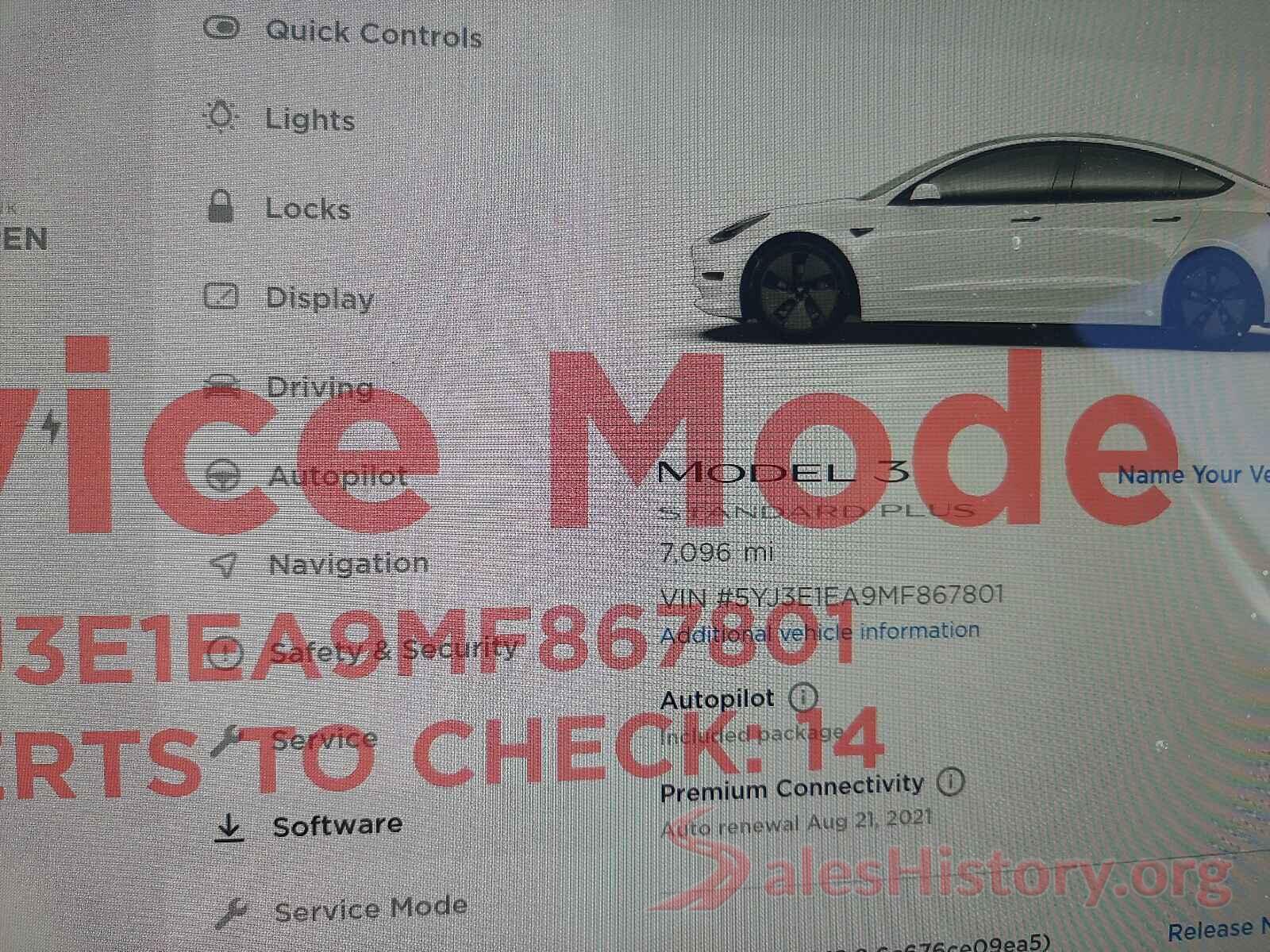 5YJ3E1EA9MF867801 2021 TESLA MODEL 3