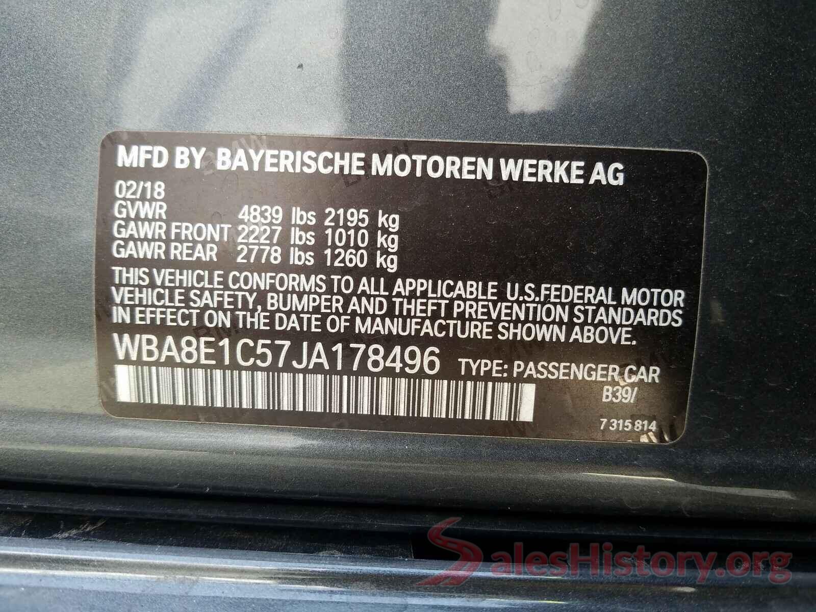 WBA8E1C57JA178496 2018 BMW 3 SERIES