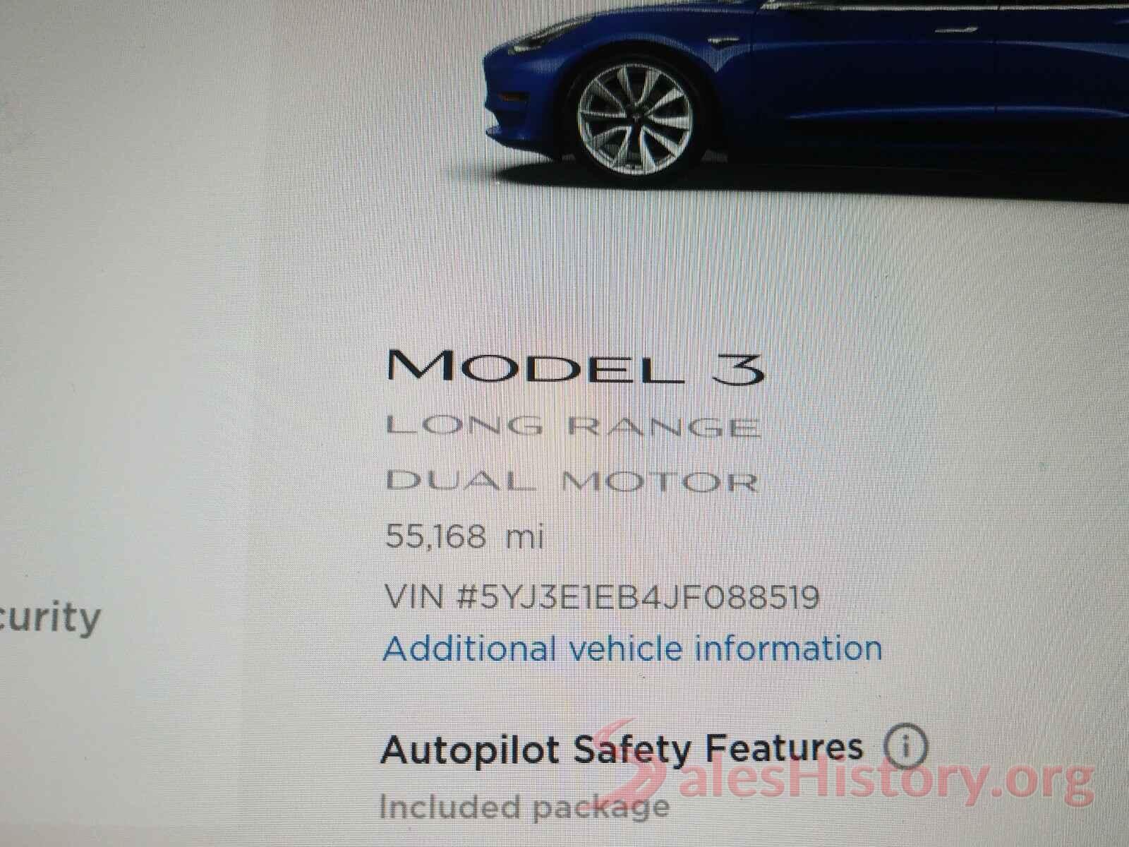 5YJ3E1EB4JF088519 2018 TESLA MODEL 3