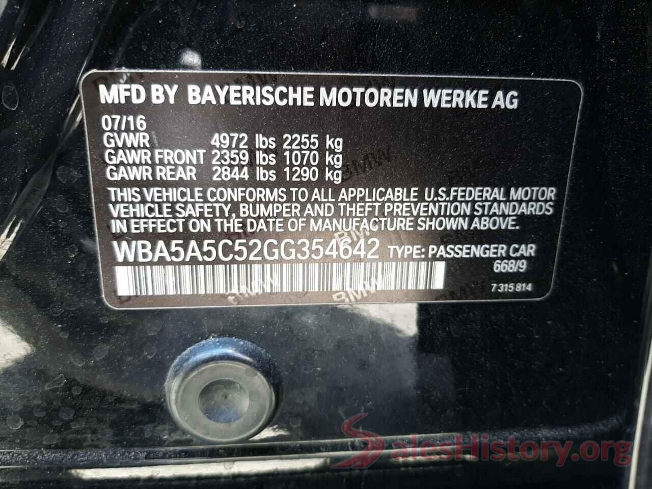 WBA5A5C52GG354642 2016 BMW 5 SERIES