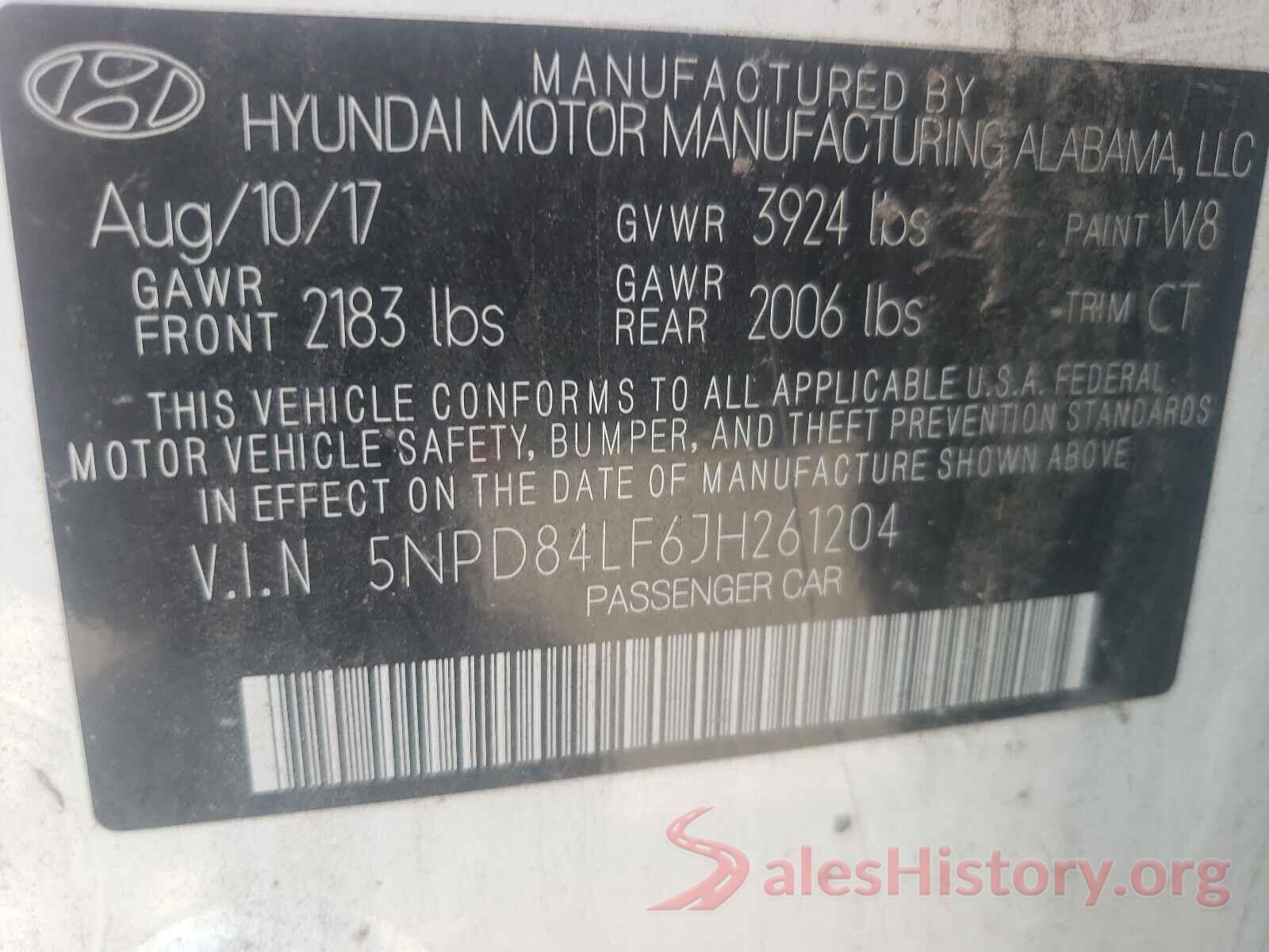 5NPD84LF6JH261204 2018 HYUNDAI ELANTRA