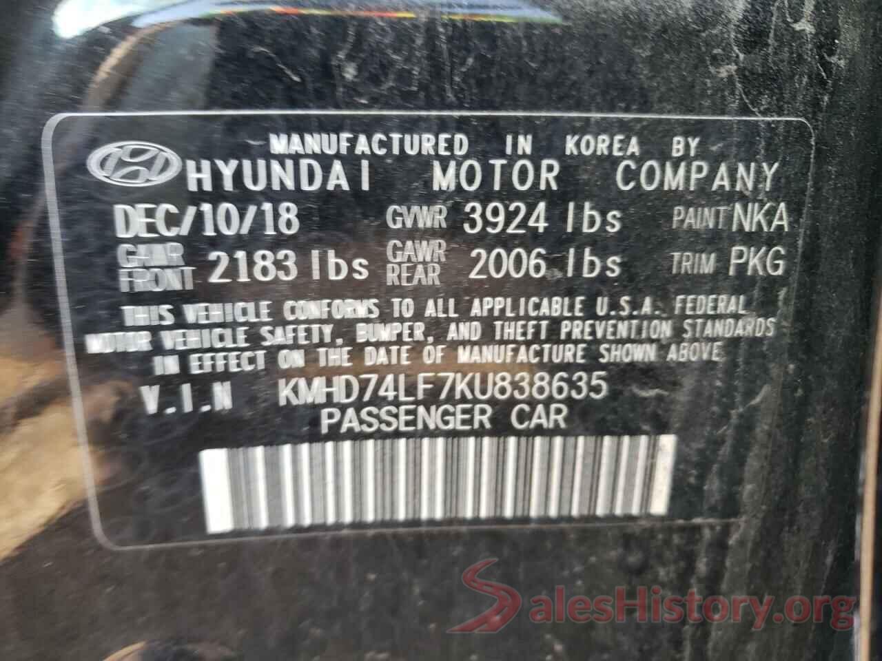 KMHD74LF7KU838635 2019 HYUNDAI ELANTRA