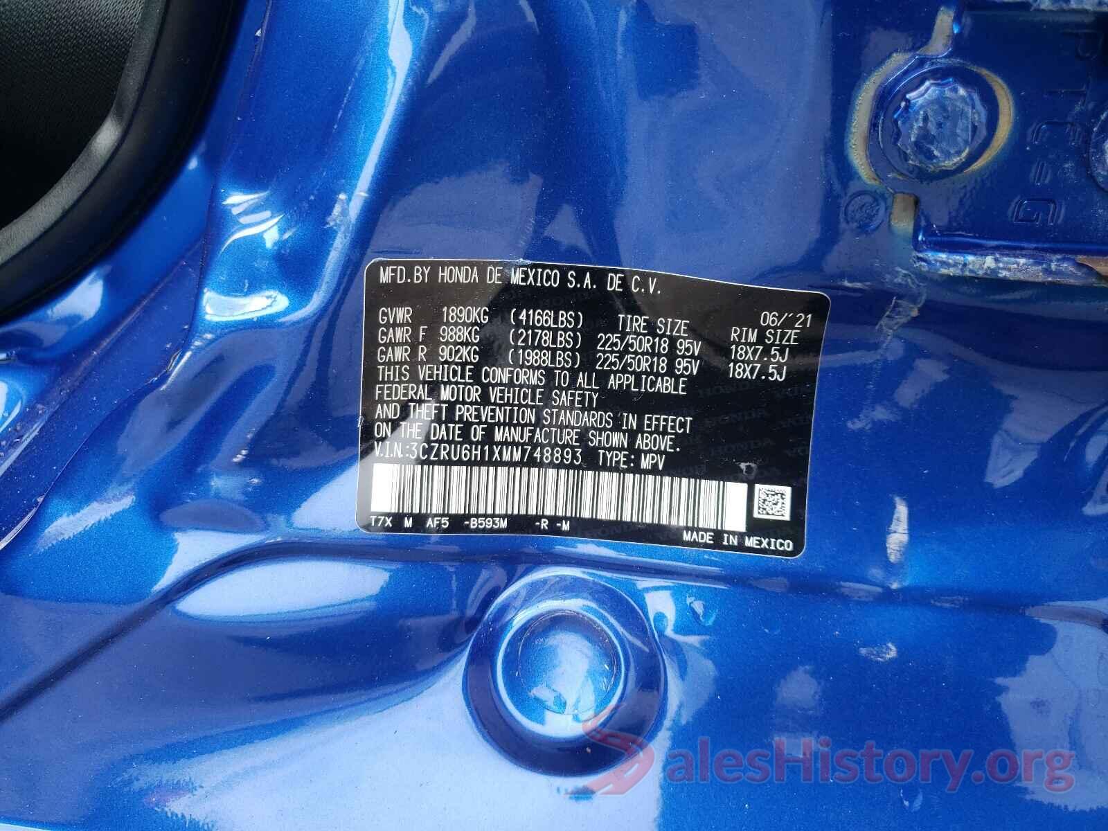 3CZRU6H1XMM748893 2021 HONDA HR-V