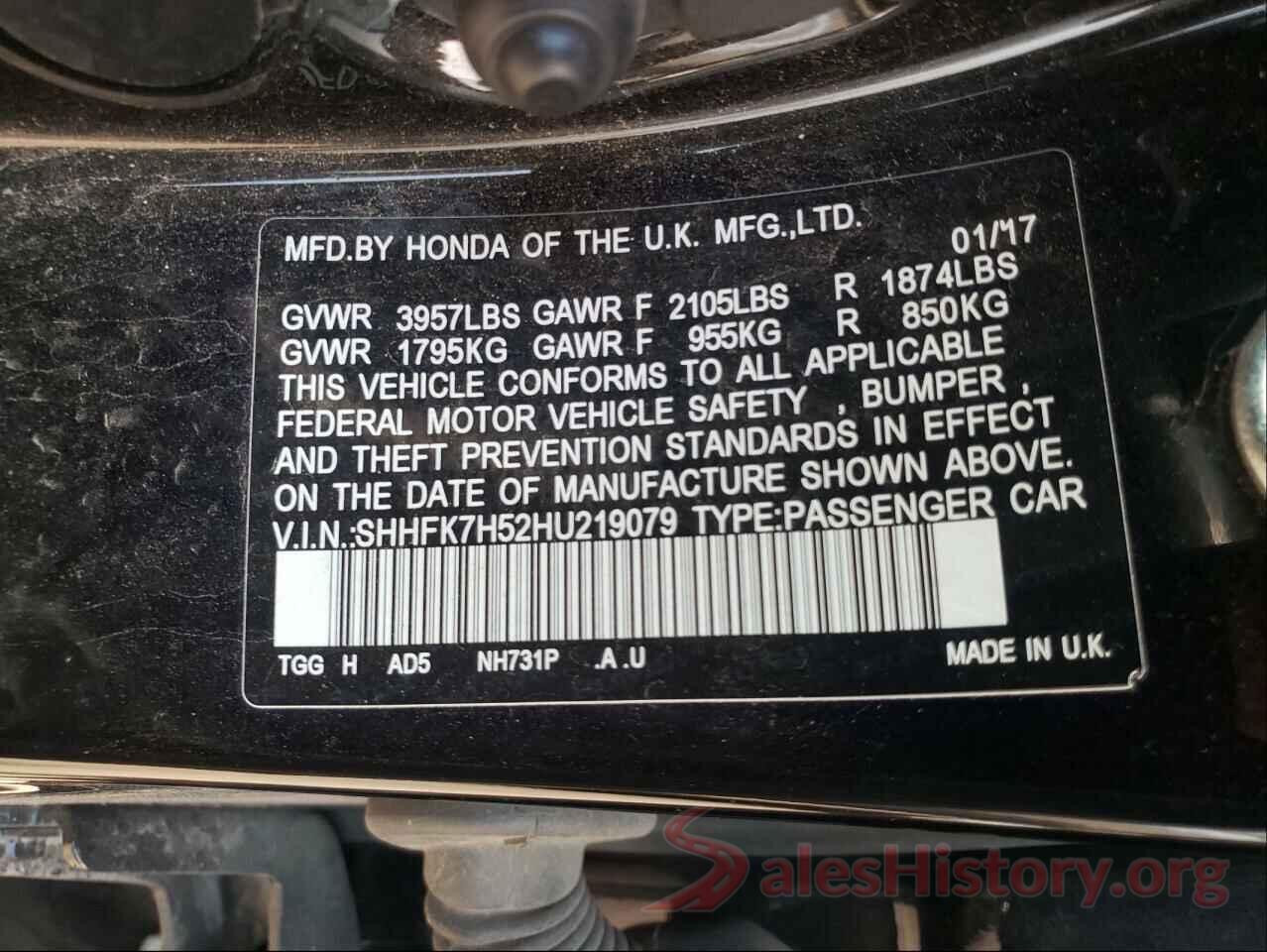 SHHFK7H52HU219079 2017 HONDA CIVIC