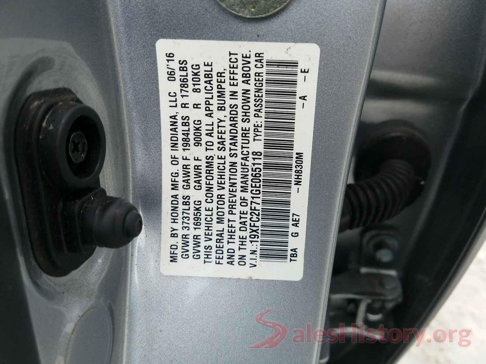 19XFC2F71GE065118 2016 HONDA CIVIC