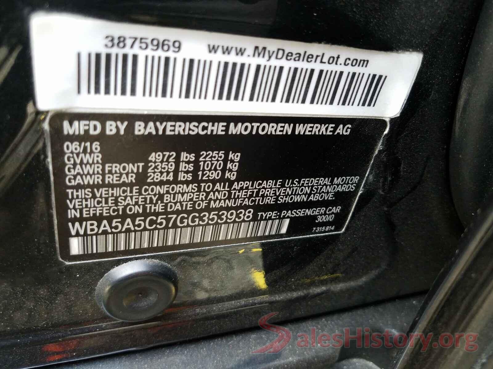 WBA5A5C57GG353938 2016 BMW 5 SERIES